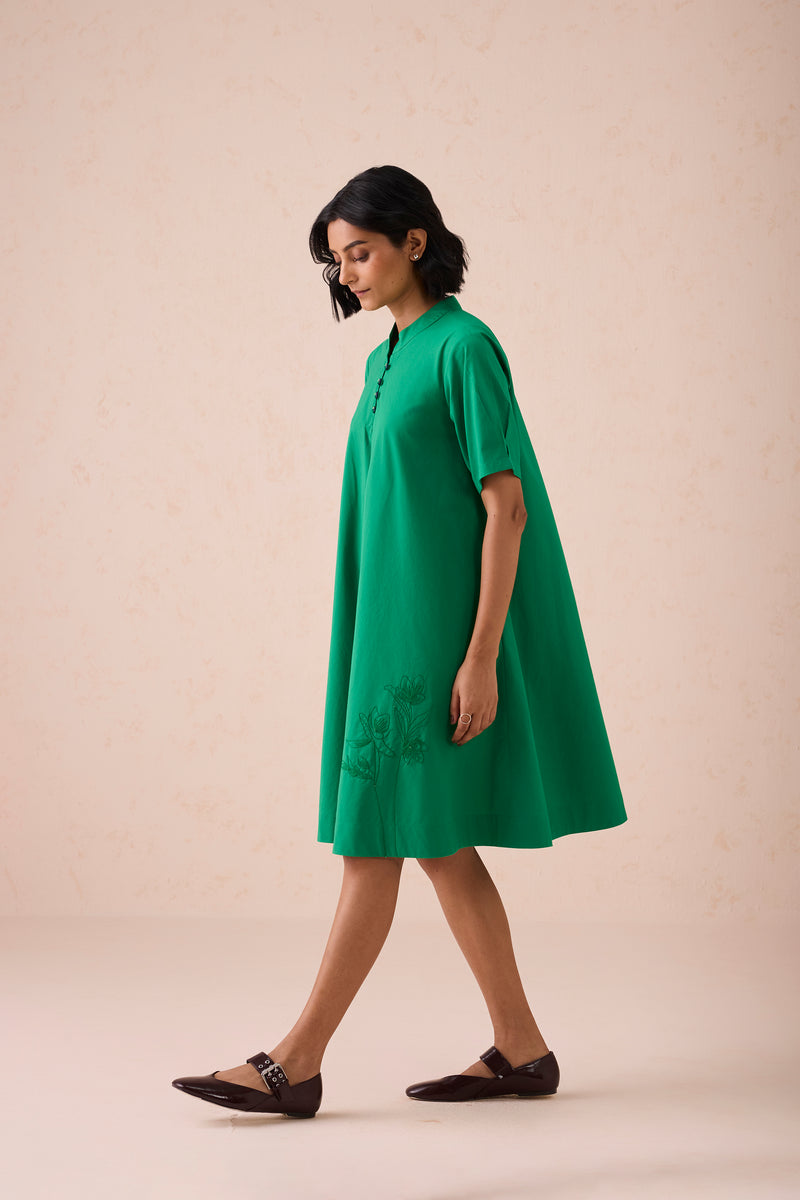 Bright Blessings Mandarin Collar Organic Cotton Dress