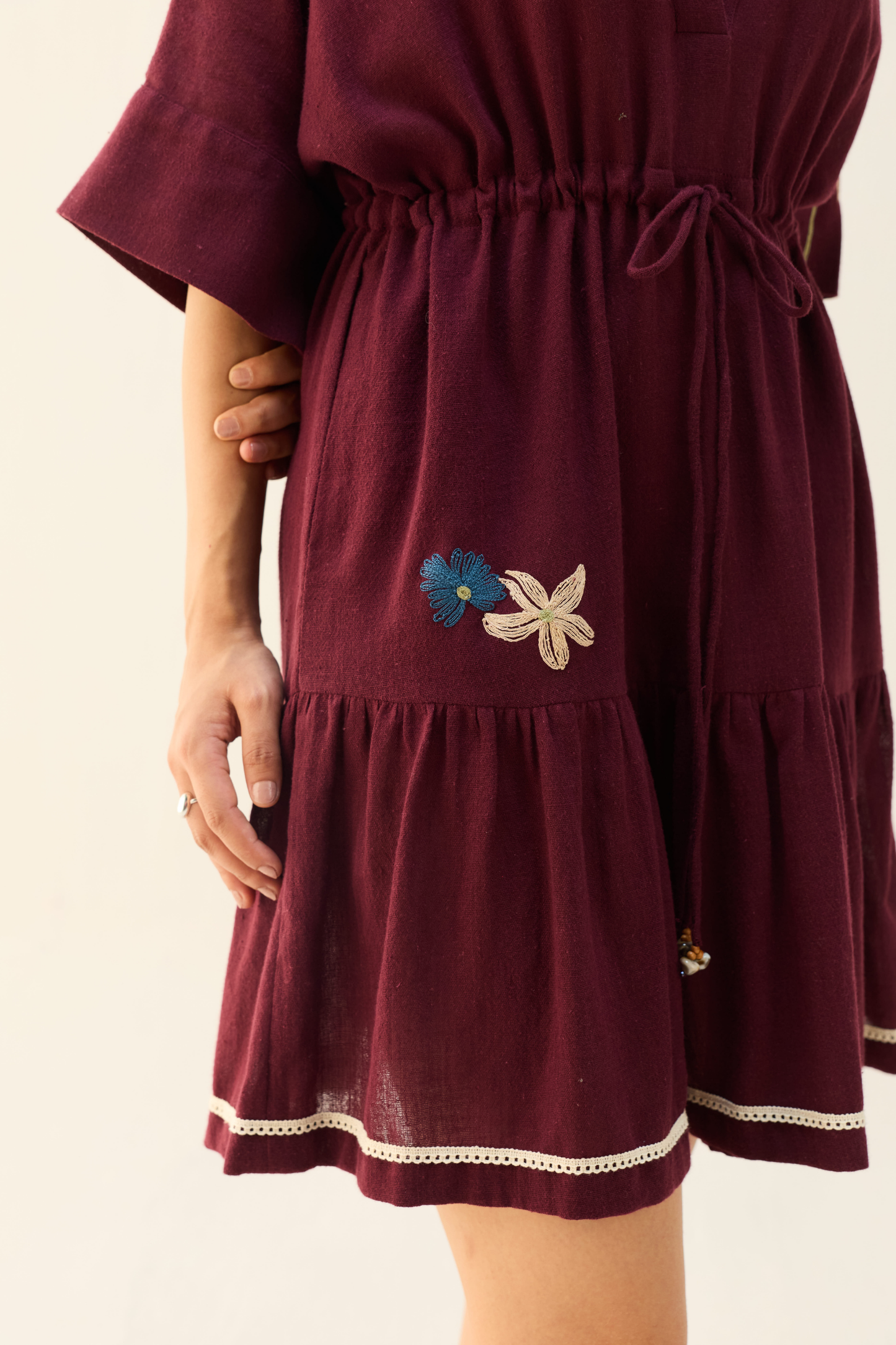 Coastal Bloom Handspun Handwoven Organic Cotton Dress