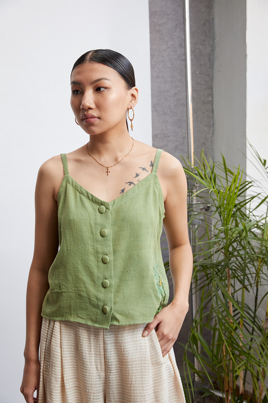 Color Me Green handwoven organic cotton top