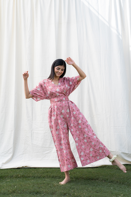 Dahlia Pink silk jumpsuit