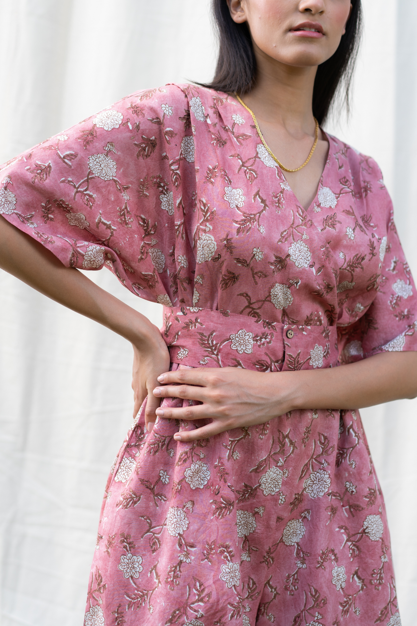 Dahlia Pink silk jumpsuit