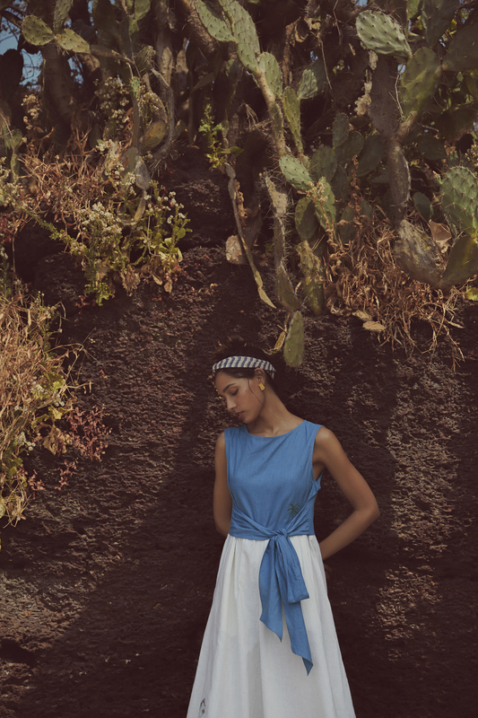  Sui | DAL PALMI embroidered, herbal-dyed hemp sleeveless jumpsuit with button detailing from Granita Summer Collection 2019