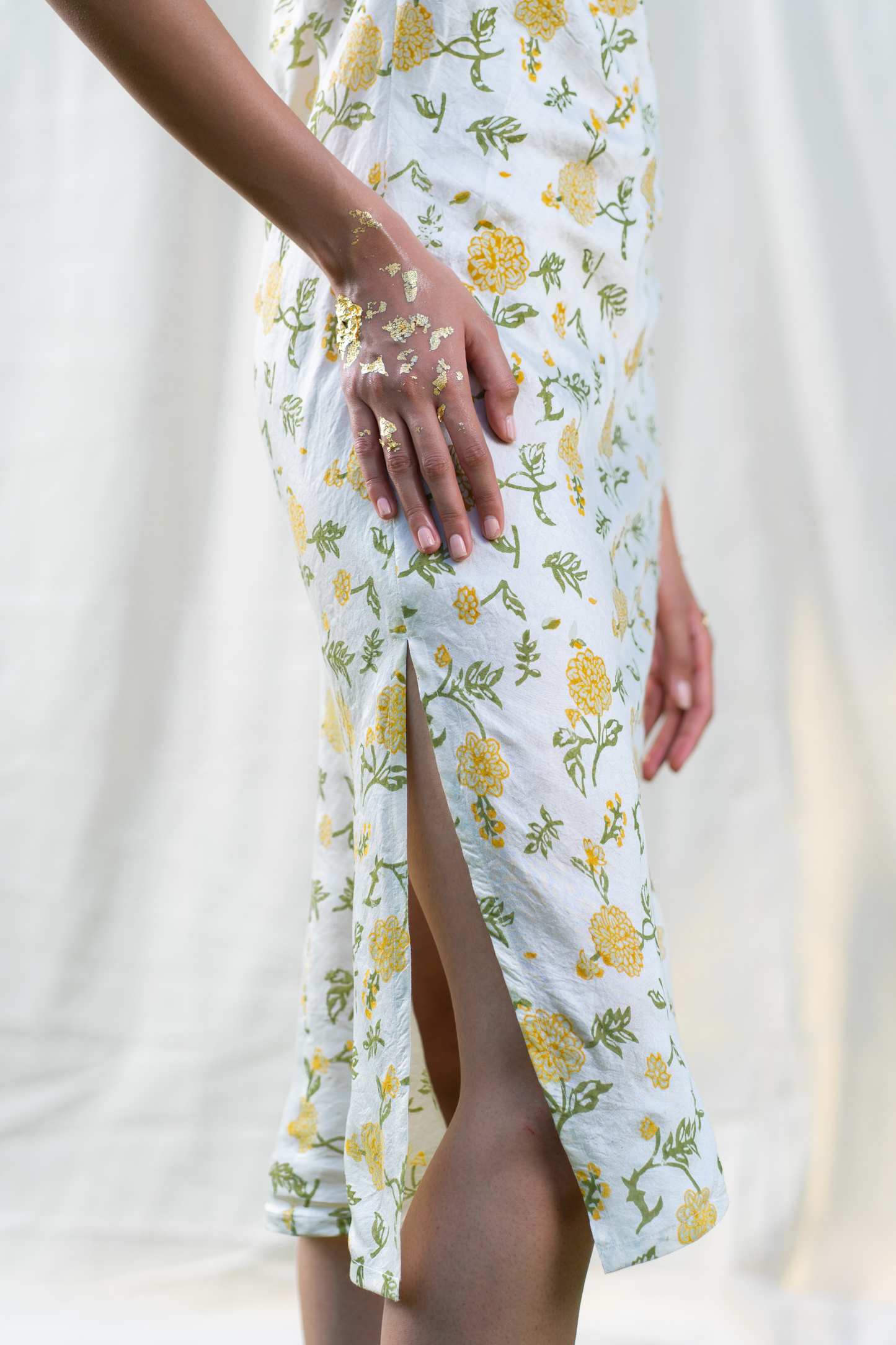 Dancing in Dahlias silk slip dress