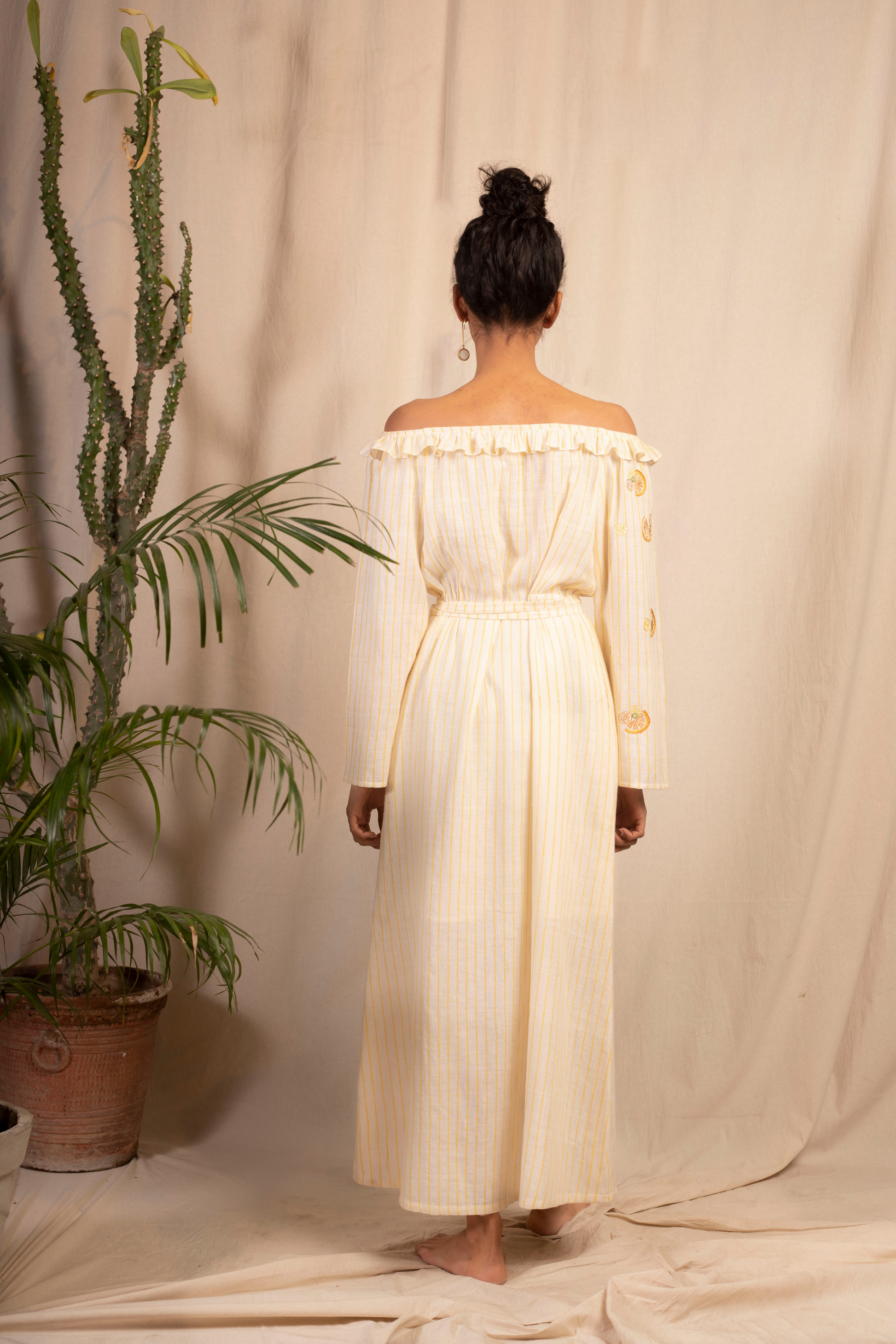  Sui | DOLCE VITA embroidered handwoven organic cotton off-shoulder maxi dress with a cinched waist from Granita Summer Collection 2019