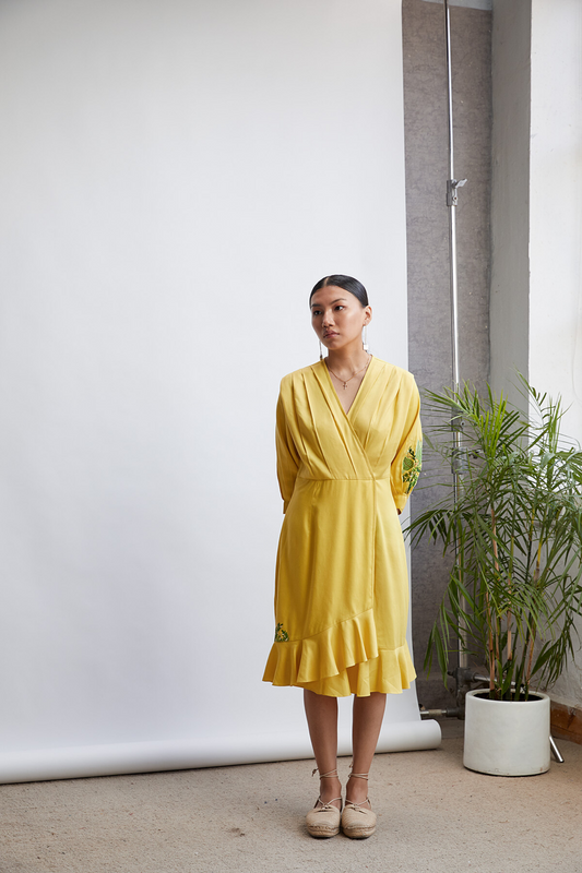 Dusk v neck tencel midi dress