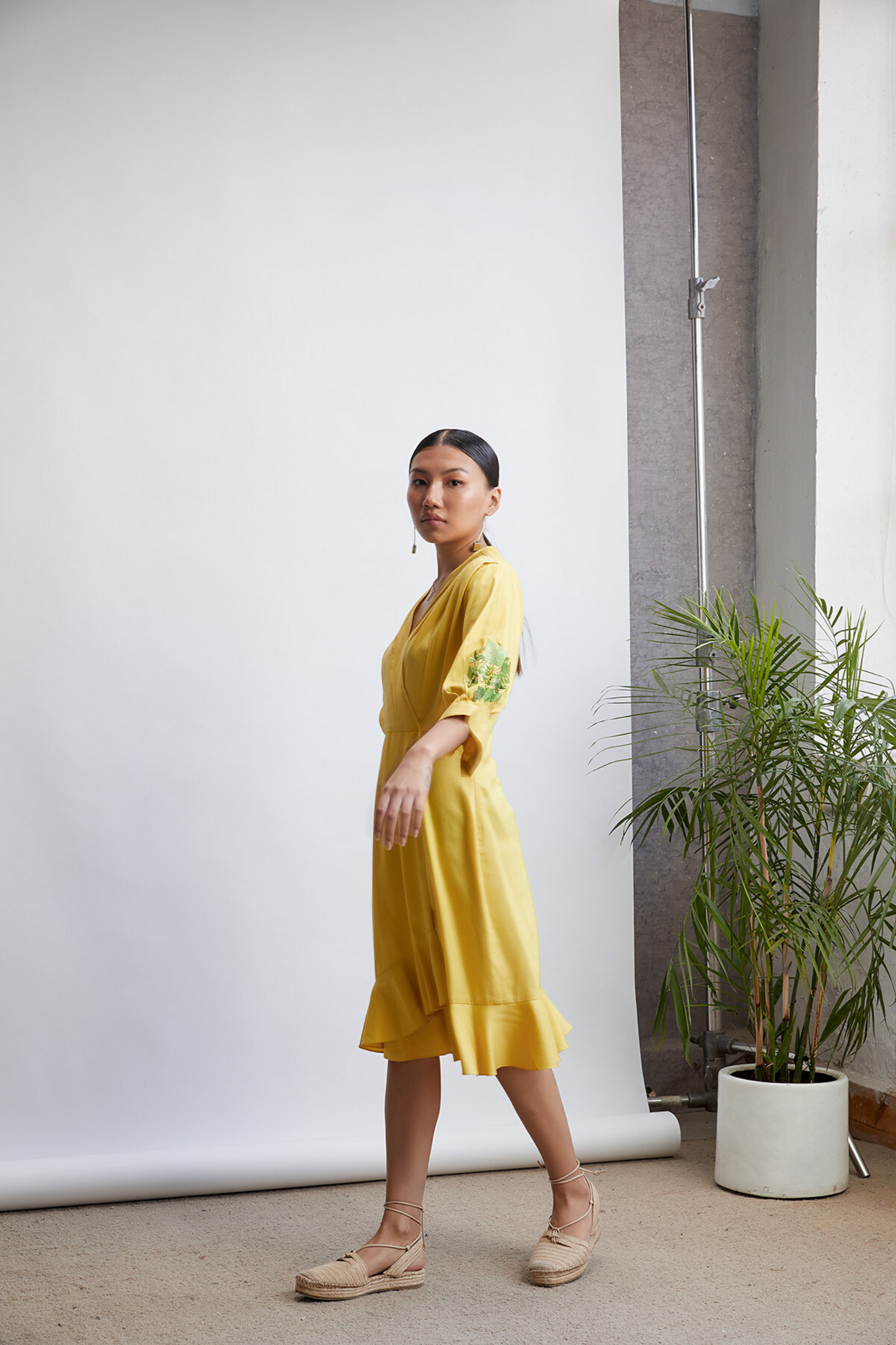 Dusk v-neck tencel dress