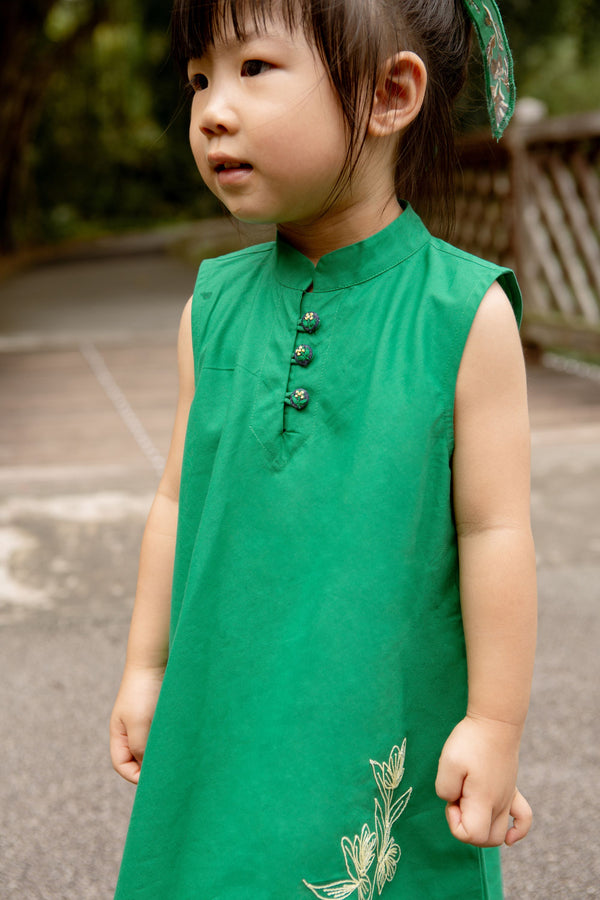 Emerald Flower Organic Cotton Dress