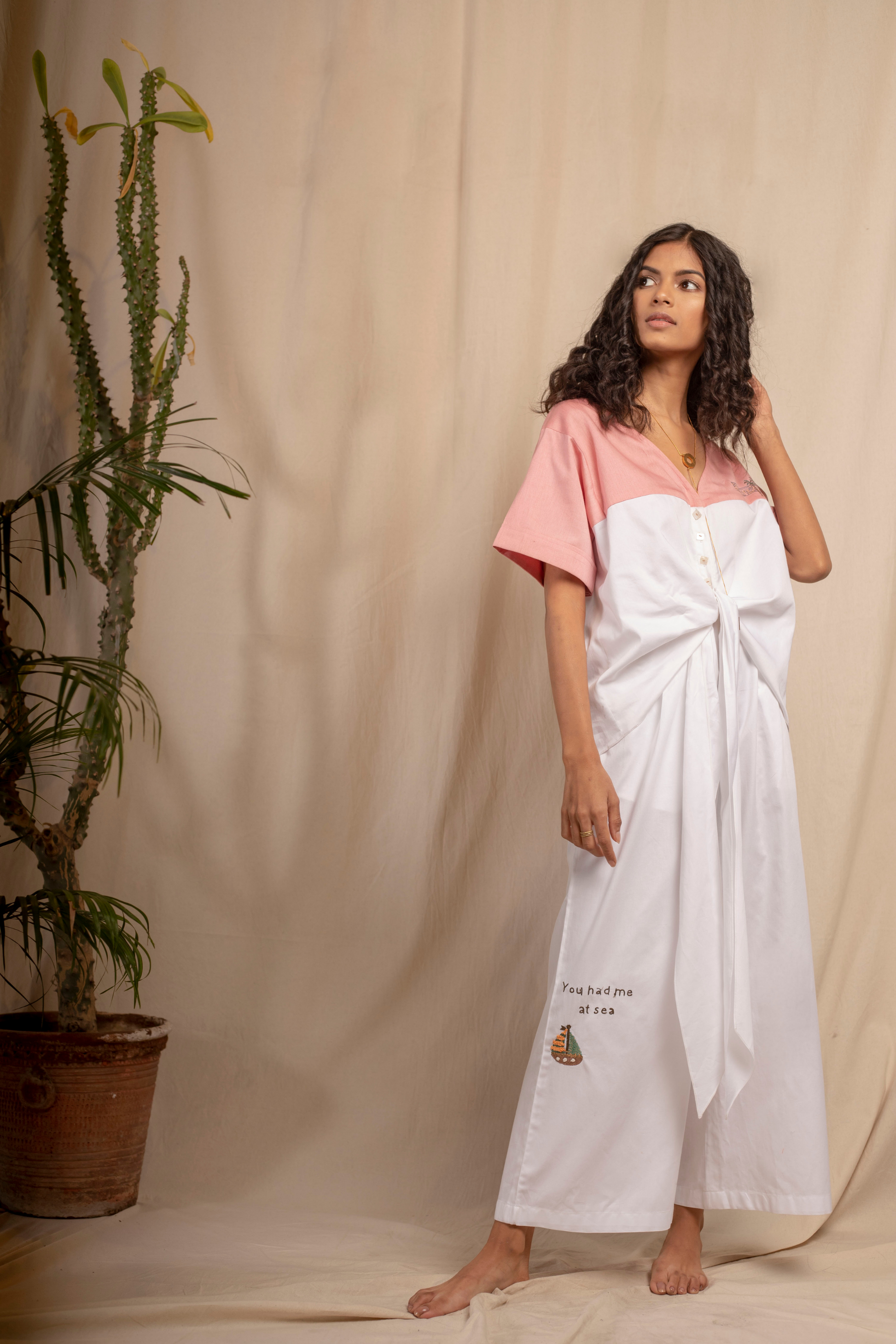 estate organic cotton white palazzo trousers