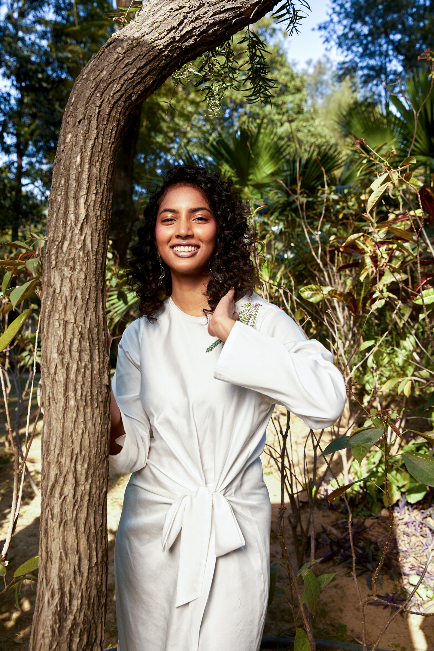 Fern Me Away knotted tencel midi dress