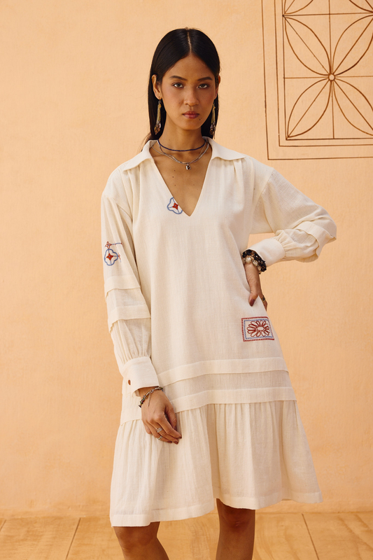 Flower Frame Handspun Handwoven Organic Cotton Dress