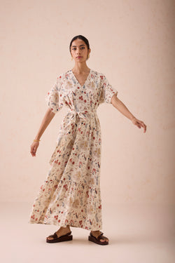 Forest Bloom Handwoven Kala Cotton Maxi Dress