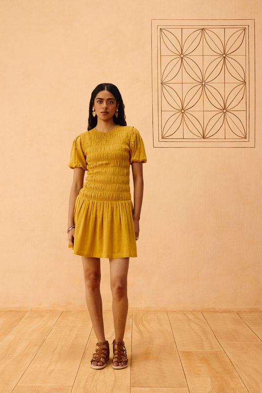 Golden Glow Kala Cotton Dress