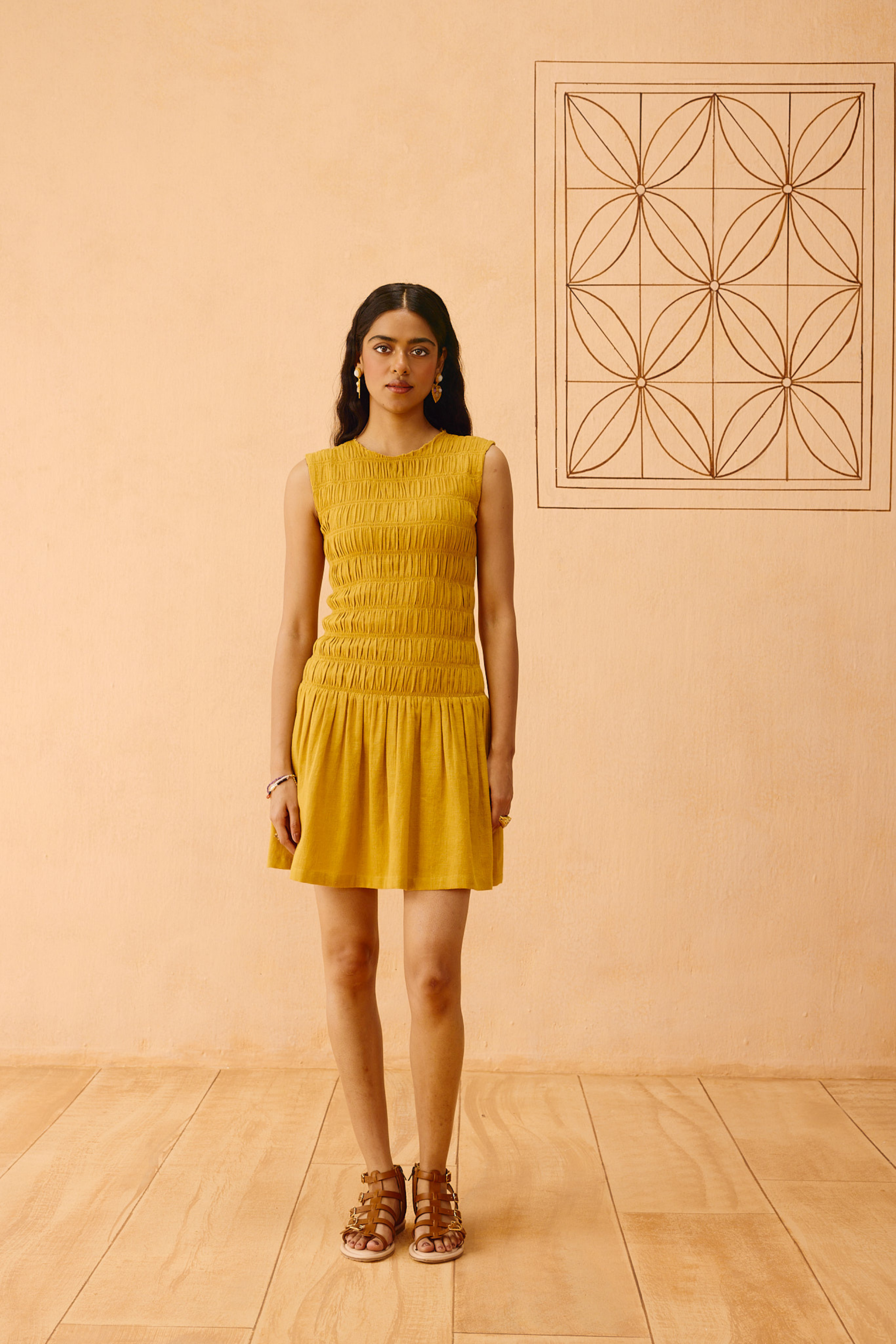 gold cotton dress Trina Turk Katana 2 Dress - Pink main image 0