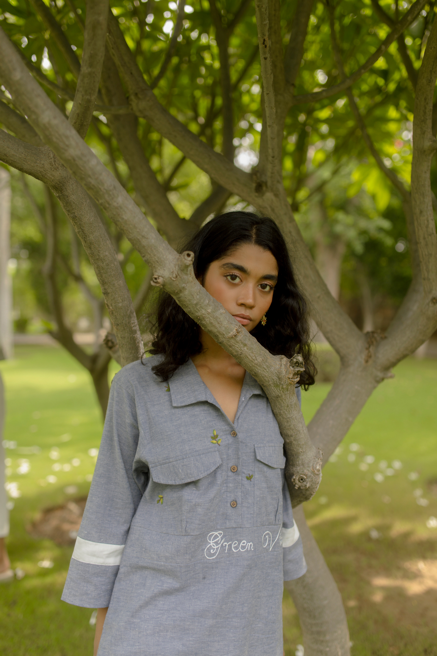 green vibes hemp denim shirt