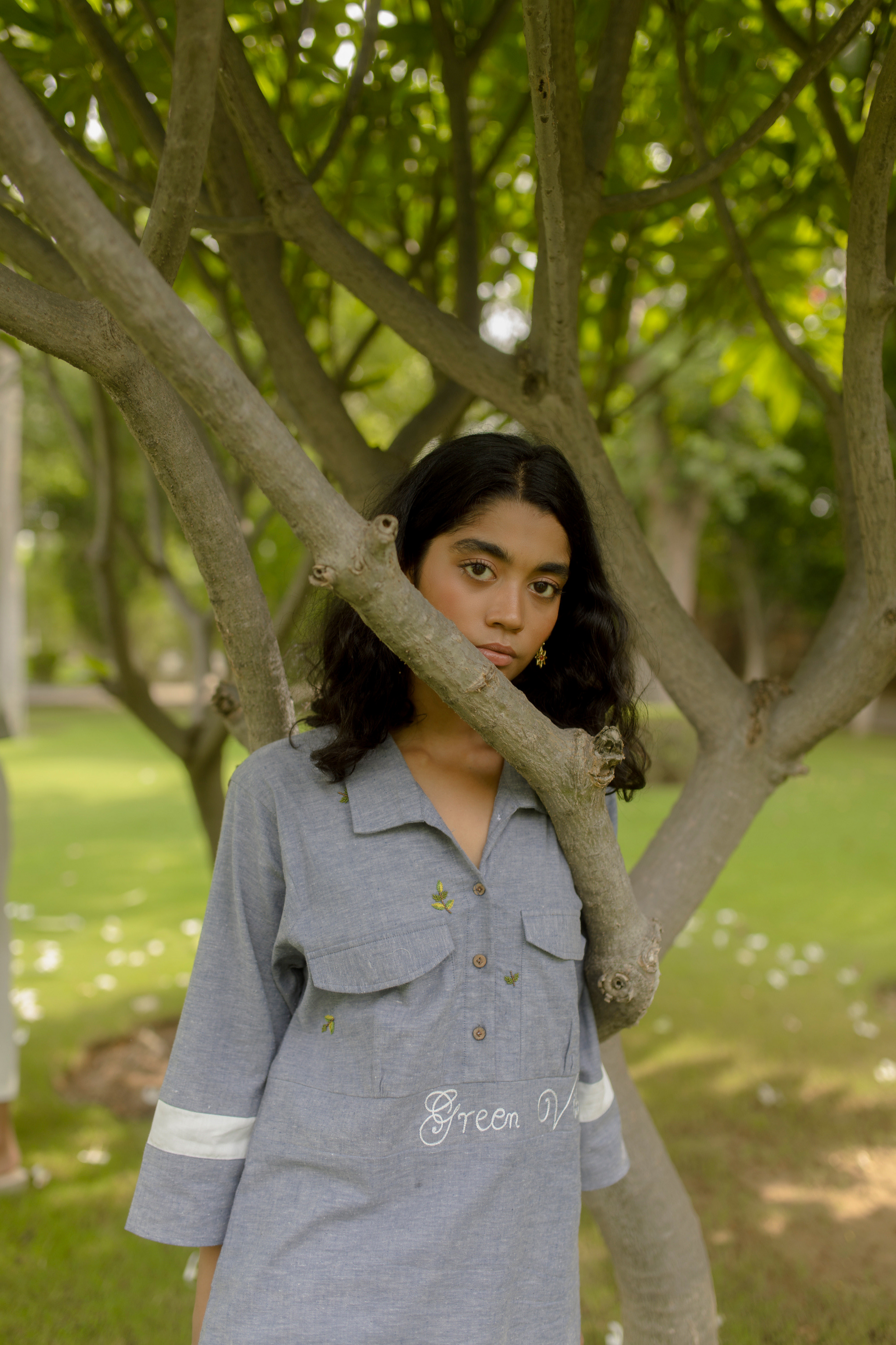 green vibes hemp denim shirt