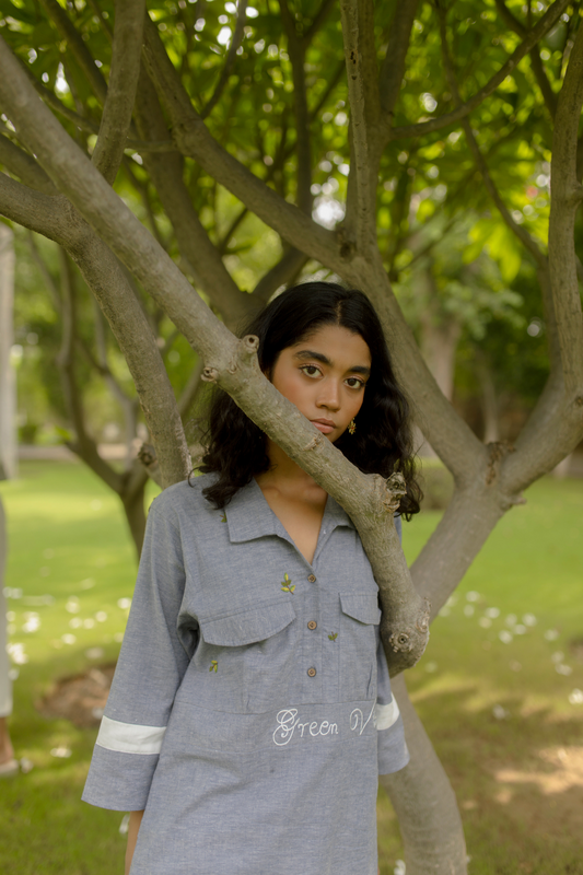 green vibes hemp denim shirt
