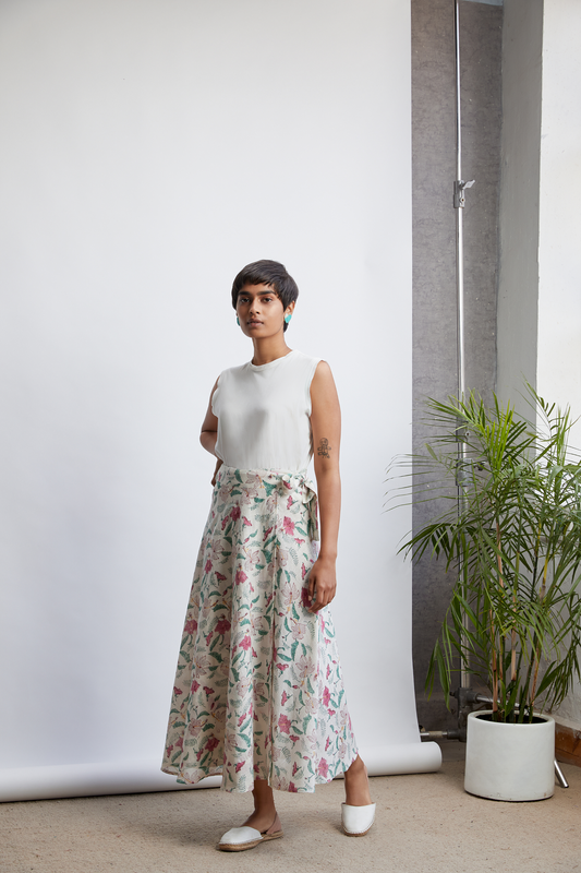 Hibiscusy Summer handwoven organic cotton skirt
