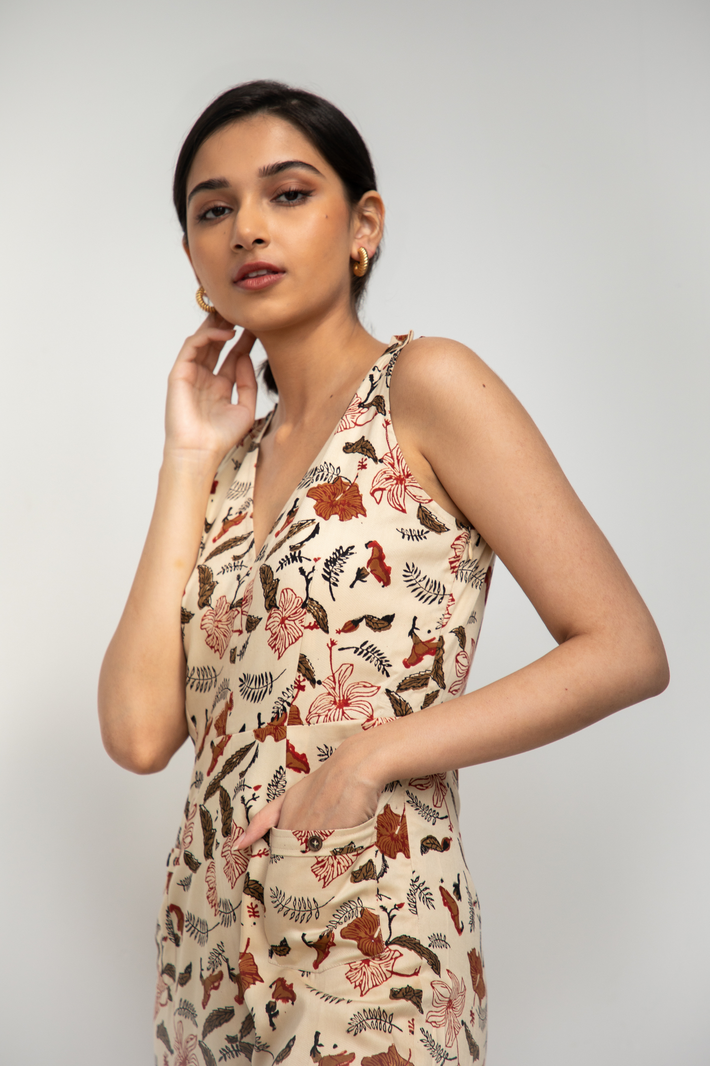 Hibiscusy Tropical tencel jumpsuit