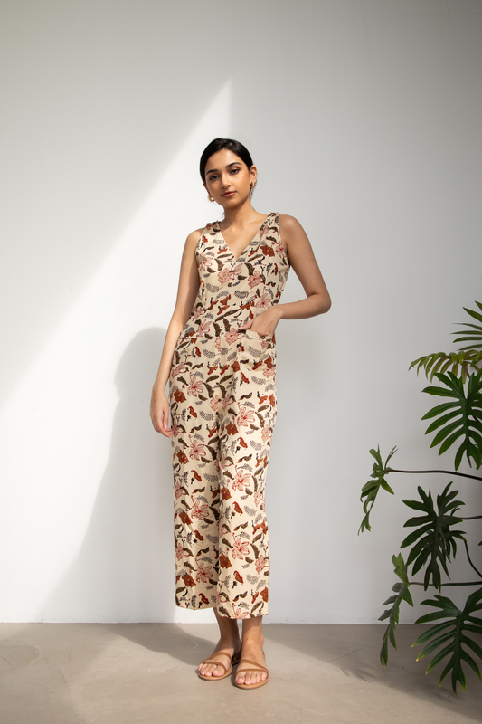 Hibiscusy Tropical tencel jumpsuit