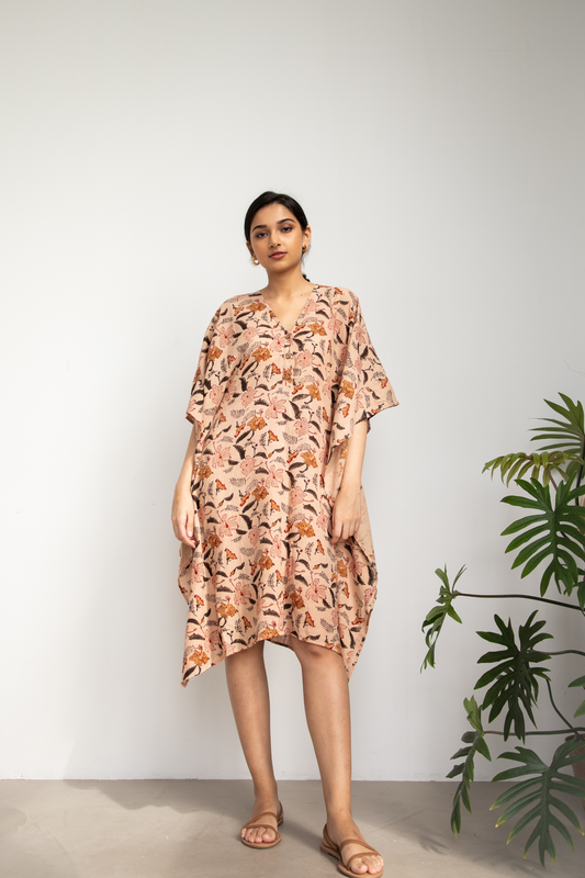 Hibiscusy handwoven organic cotton kaftan