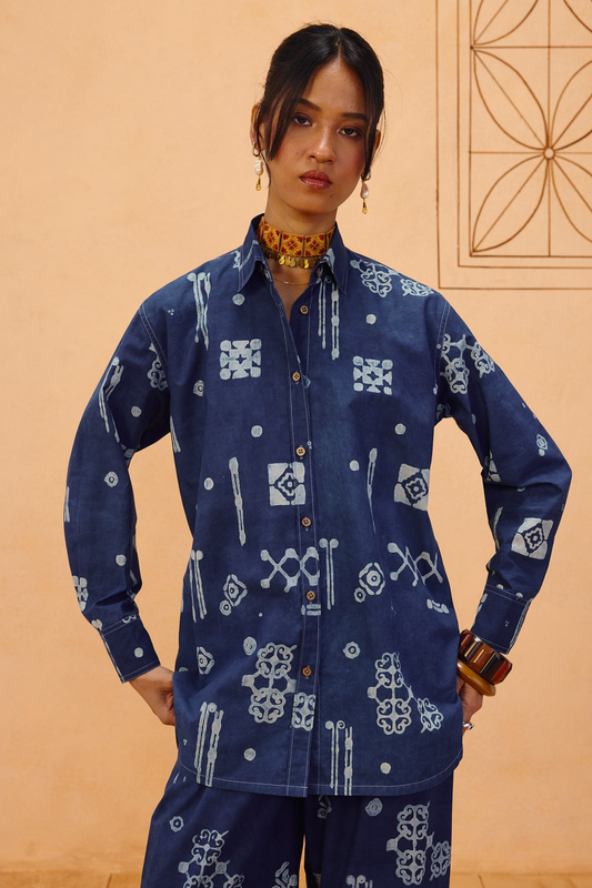 Indigo Patterns Organic Cotton Shirt
