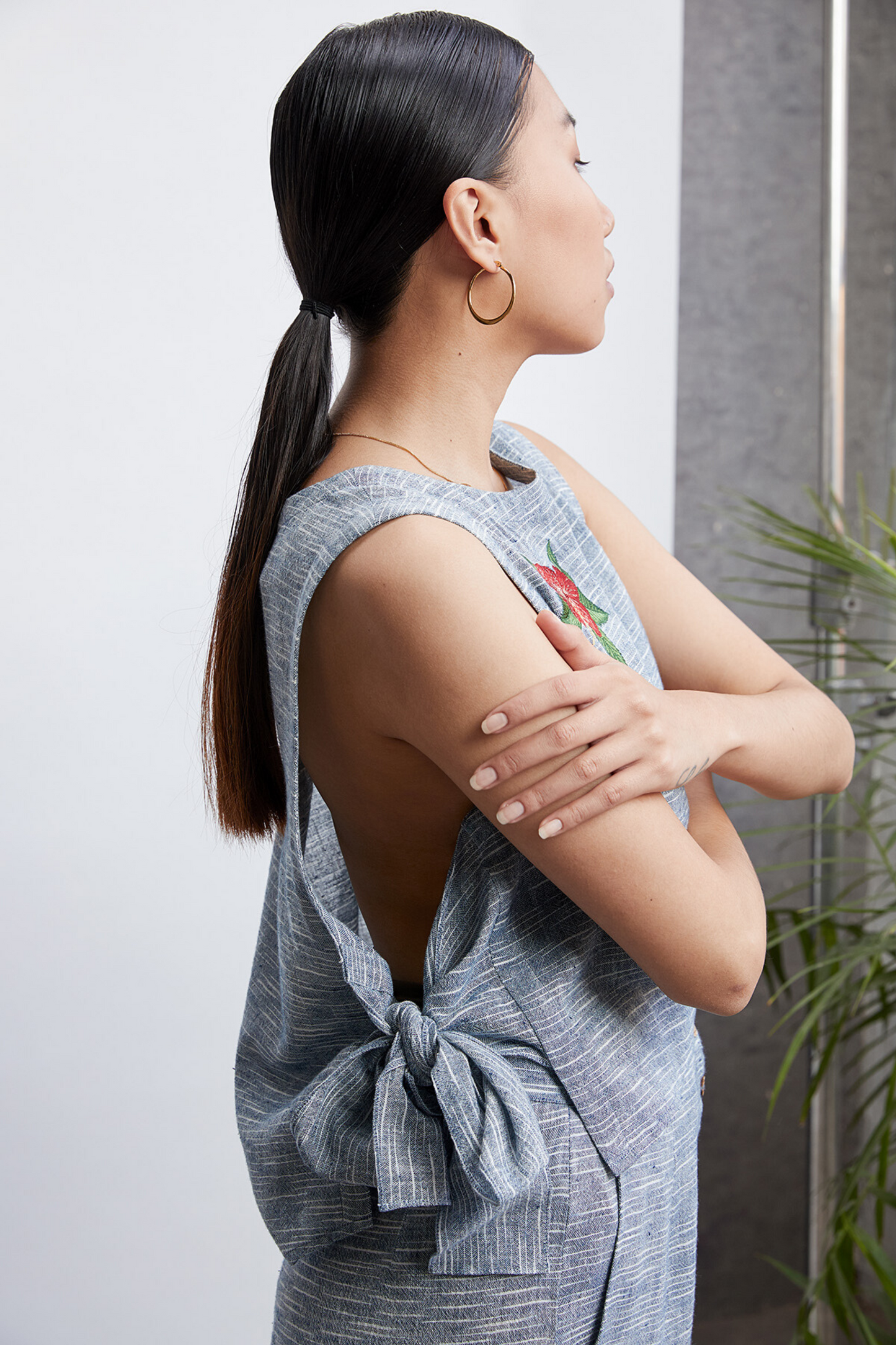 Knot It Up sleeveless handwoven organic cotton top