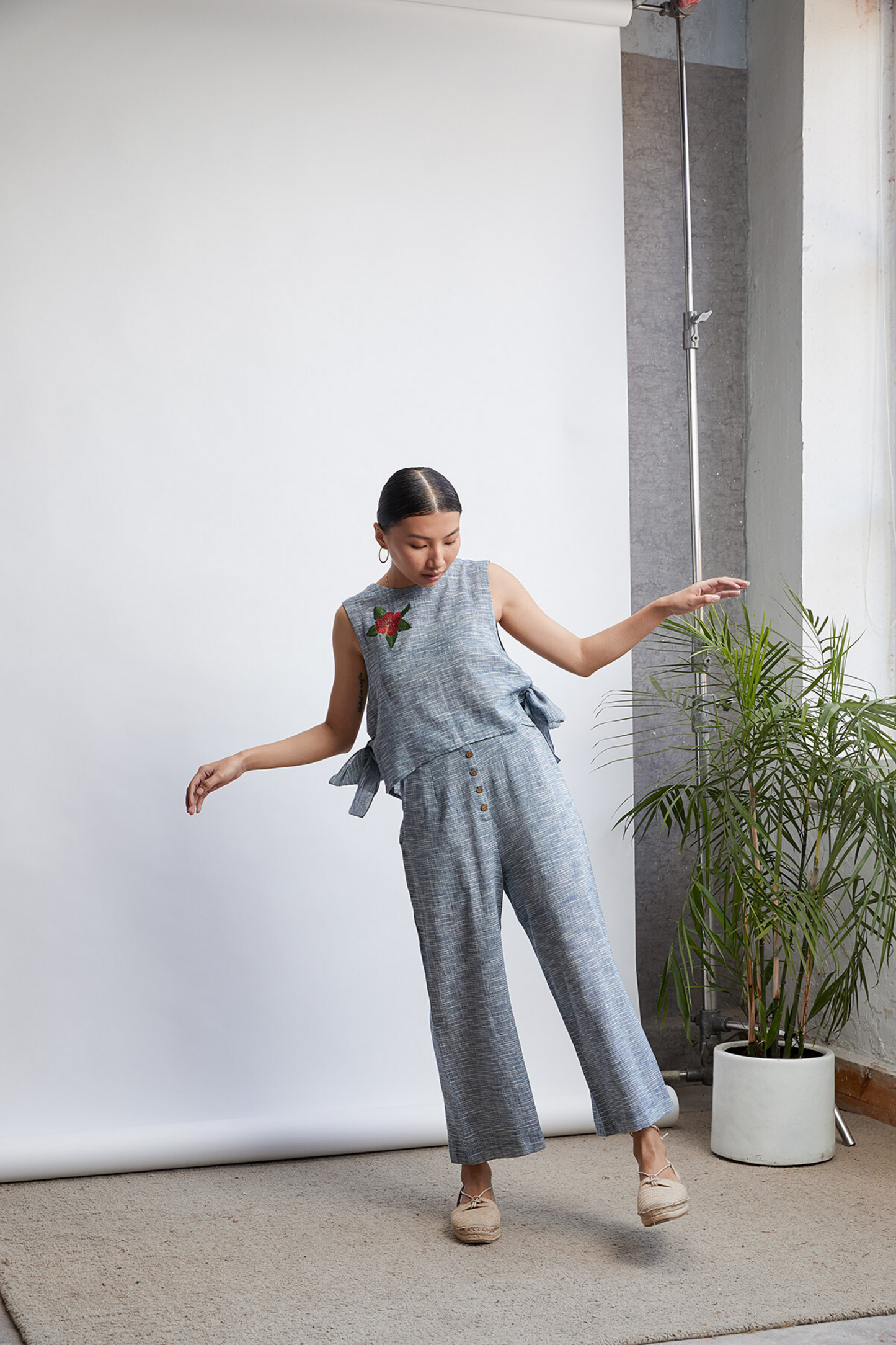 Knot It Up sleeveless handwoven organic cotton top