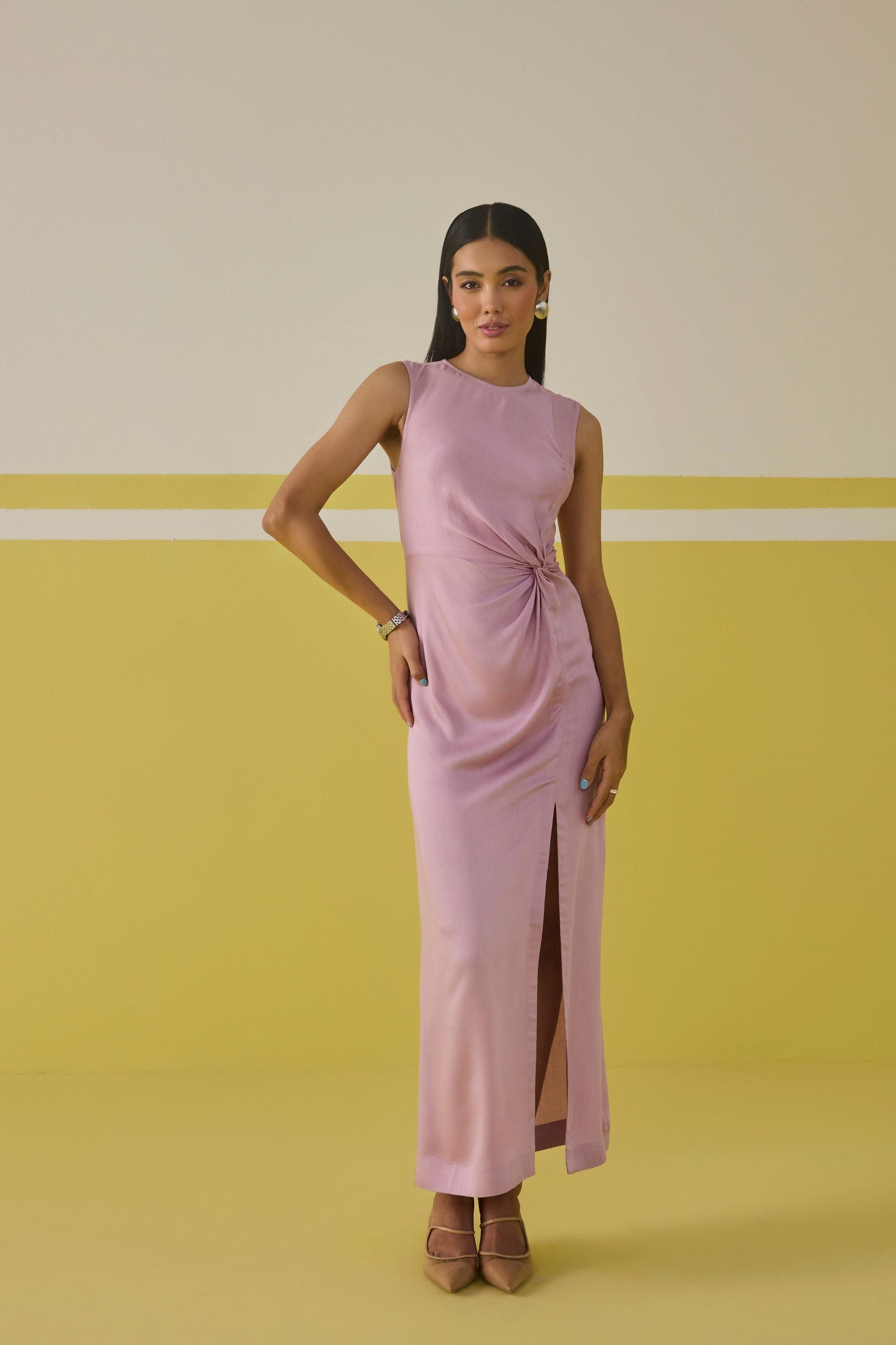 Lavender Blossom Tencel Knotted Dress | SUI Sui - US Lavender Blossom Tencel Knotted Dress | SUI Sui - US