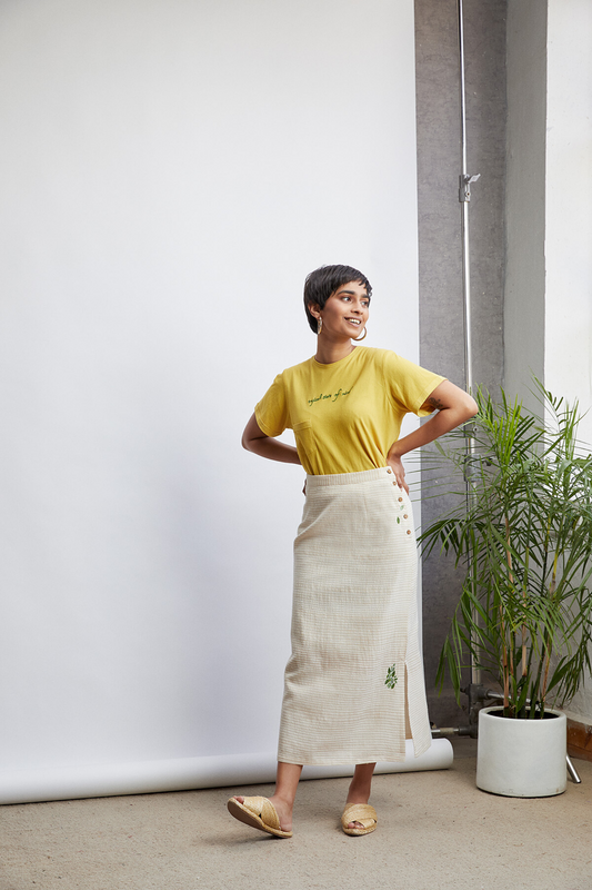 leafy handwoven organic cotton maxi skirt