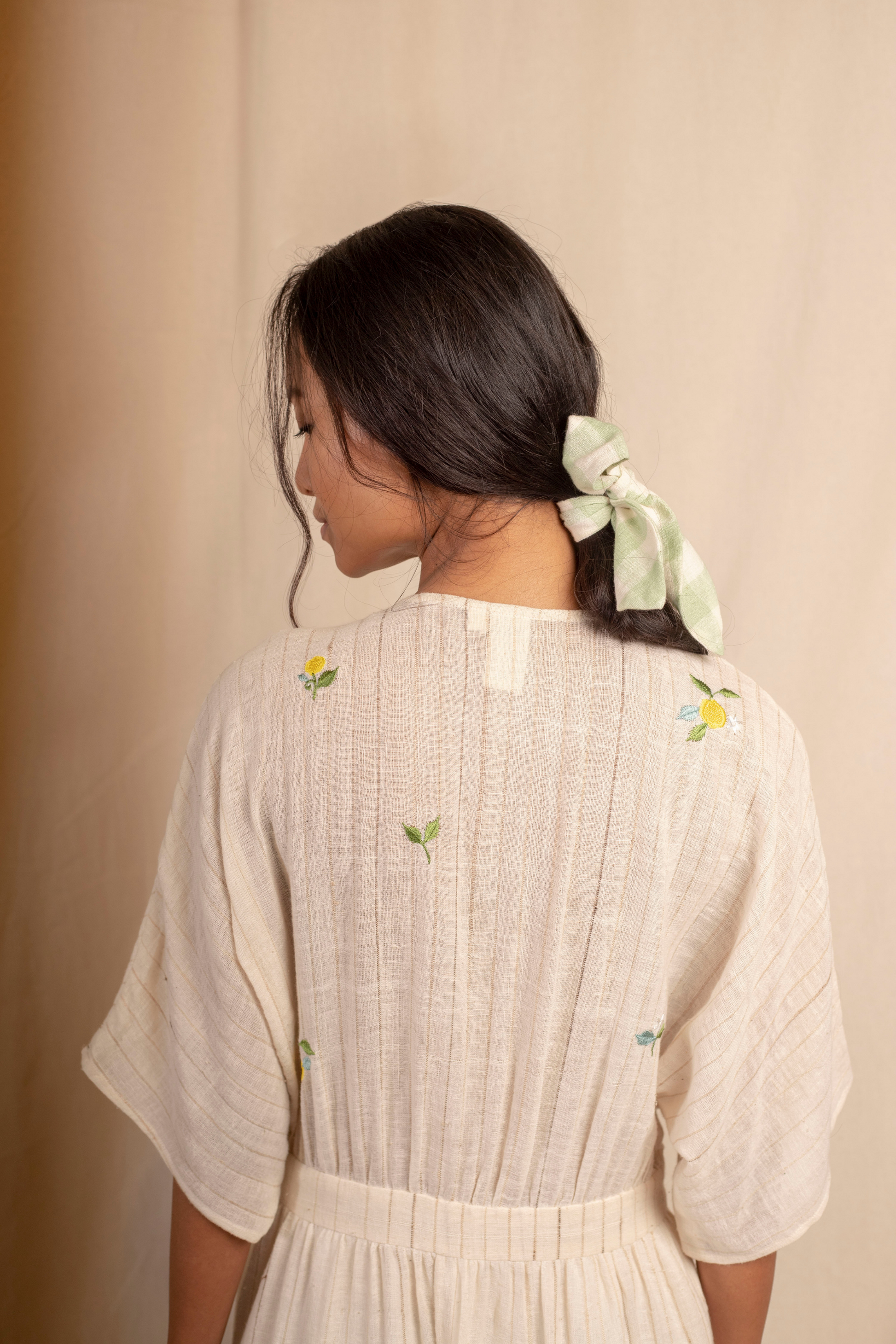 Sui | LIMONE naturally dyed, embroidered handwoven organic cotton maxi dress from Granita Summer Collection 2019