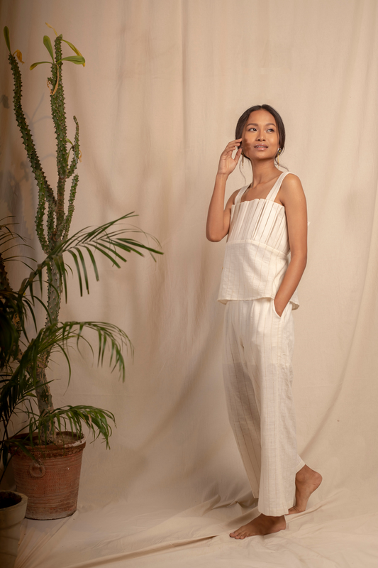  Sui | MARIA naturally dyed handwoven organic cotton trousers with hand-embroidered waist-belt from Granita Summer Collection 2019