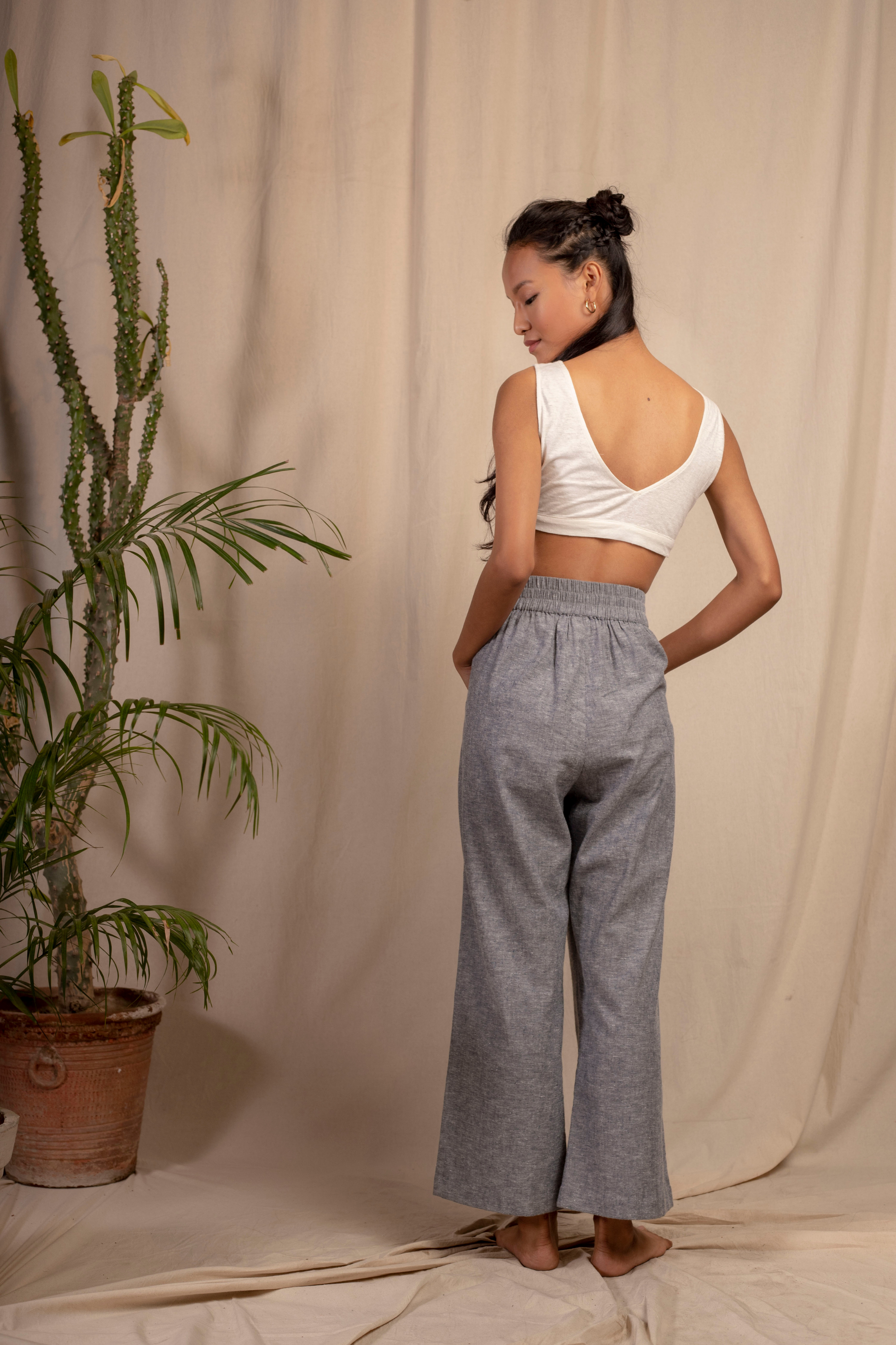 Sui | MARINA embroidered hemp denim casual trousers from Granita Summer Collection 2019