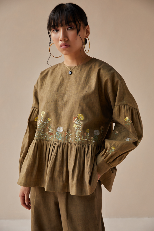 Meadow by the Hill peplum hemp top