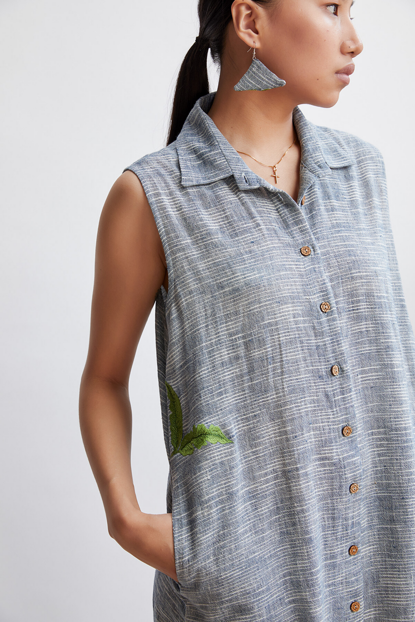 Palm By The Ocean sleeveless handwoven organic cotton dress