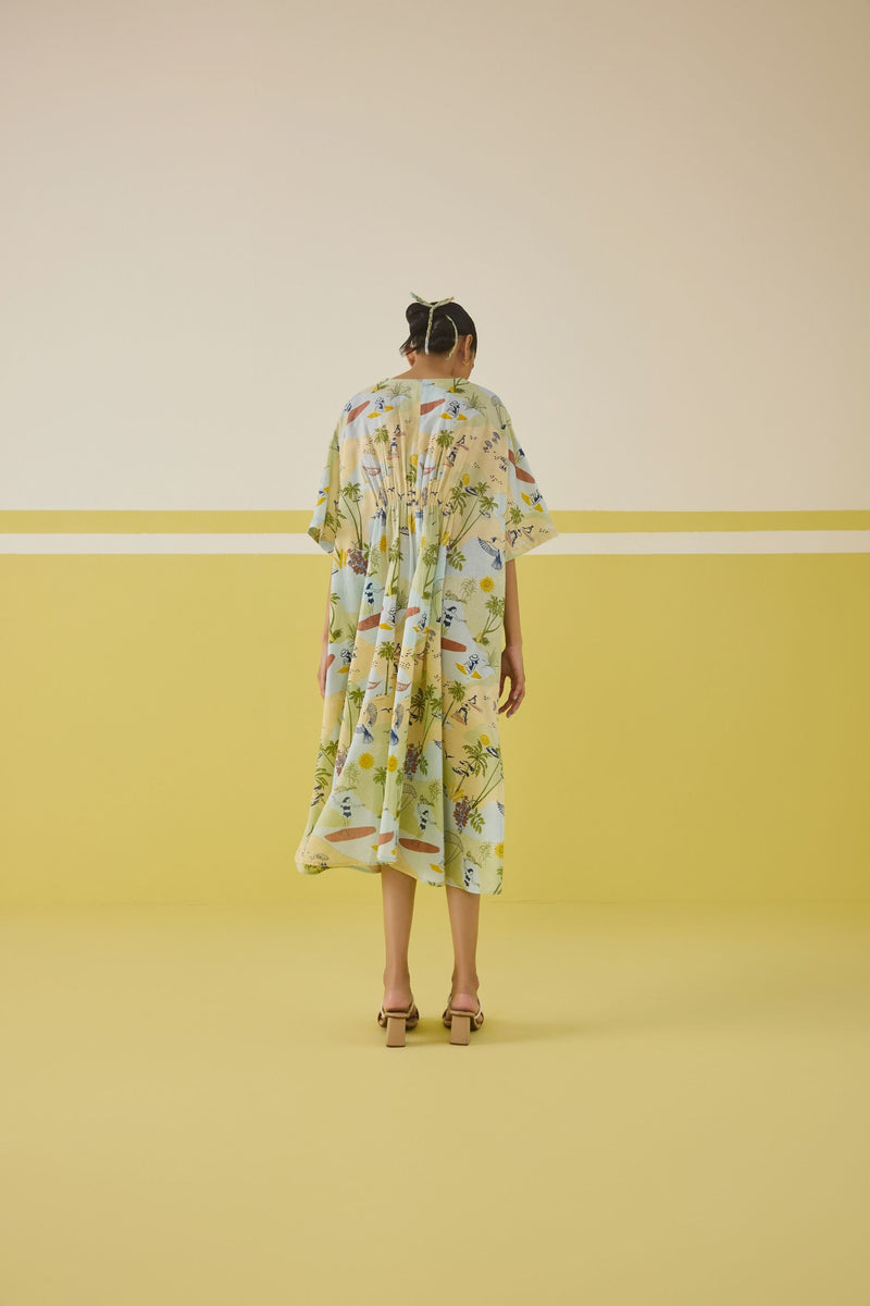 Palmy Summer Lyocell Kaftan Dress