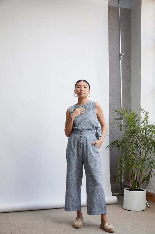 riverside easy handwoven organic cotton straight leg trousers