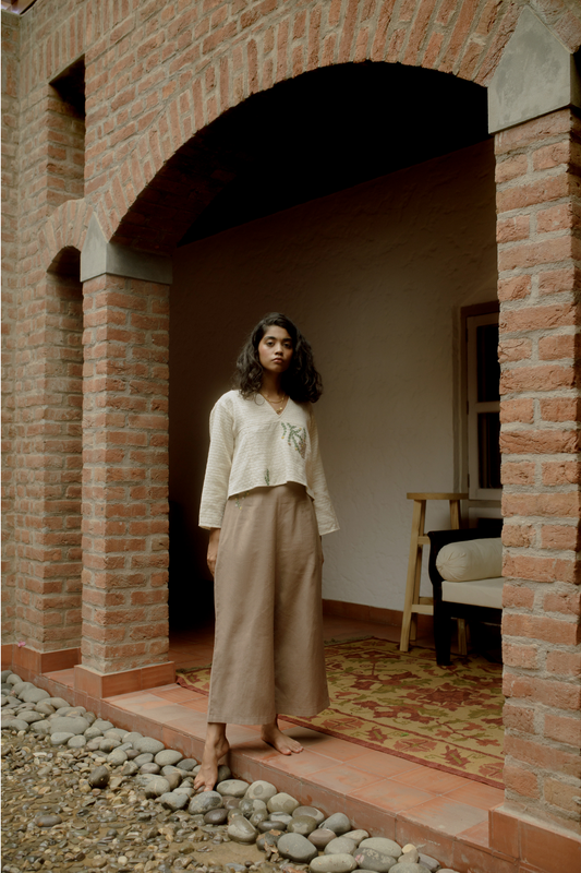 sandy heart hemp casual trousers