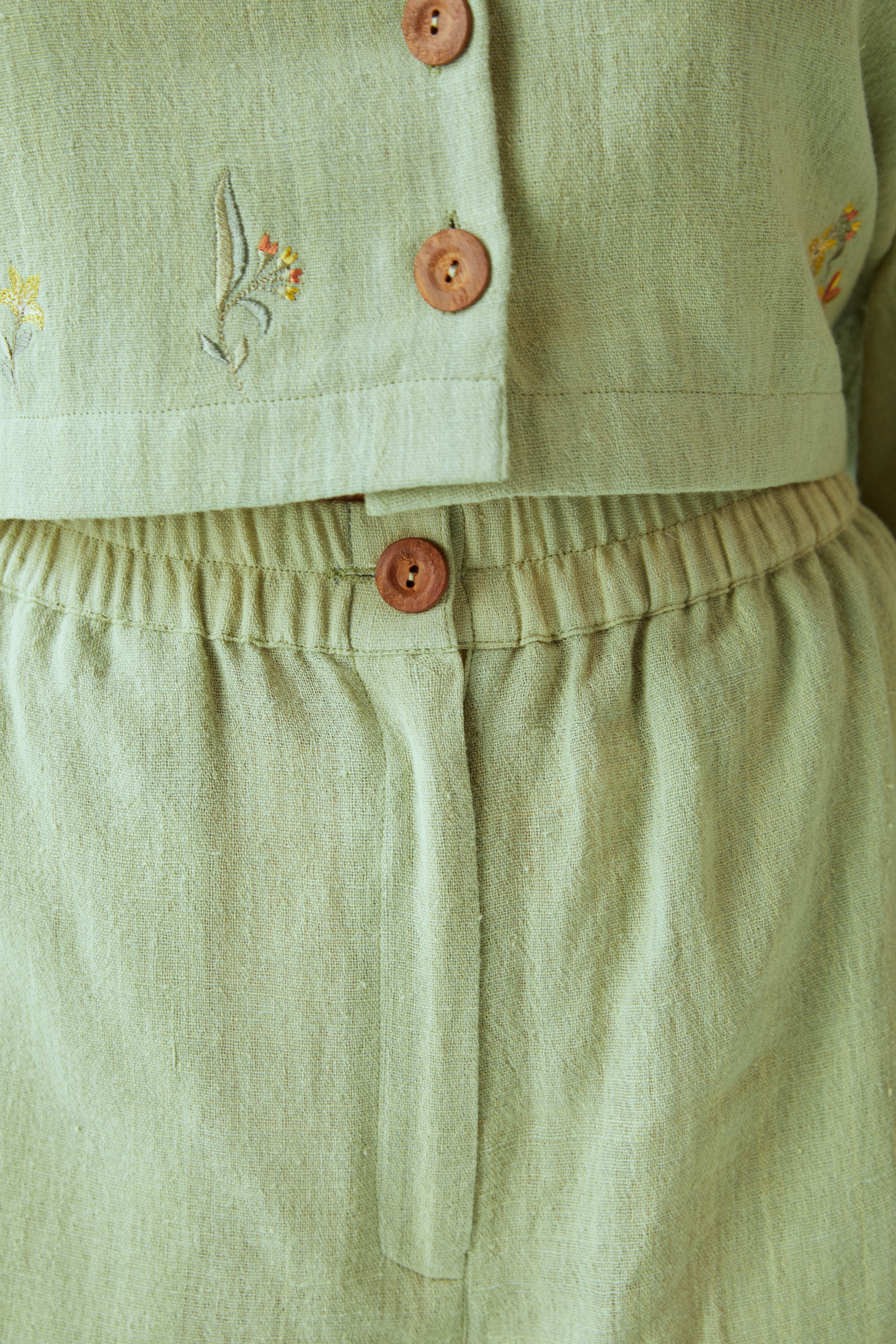 Sea Greens handspun handwoven organic cotton shorts