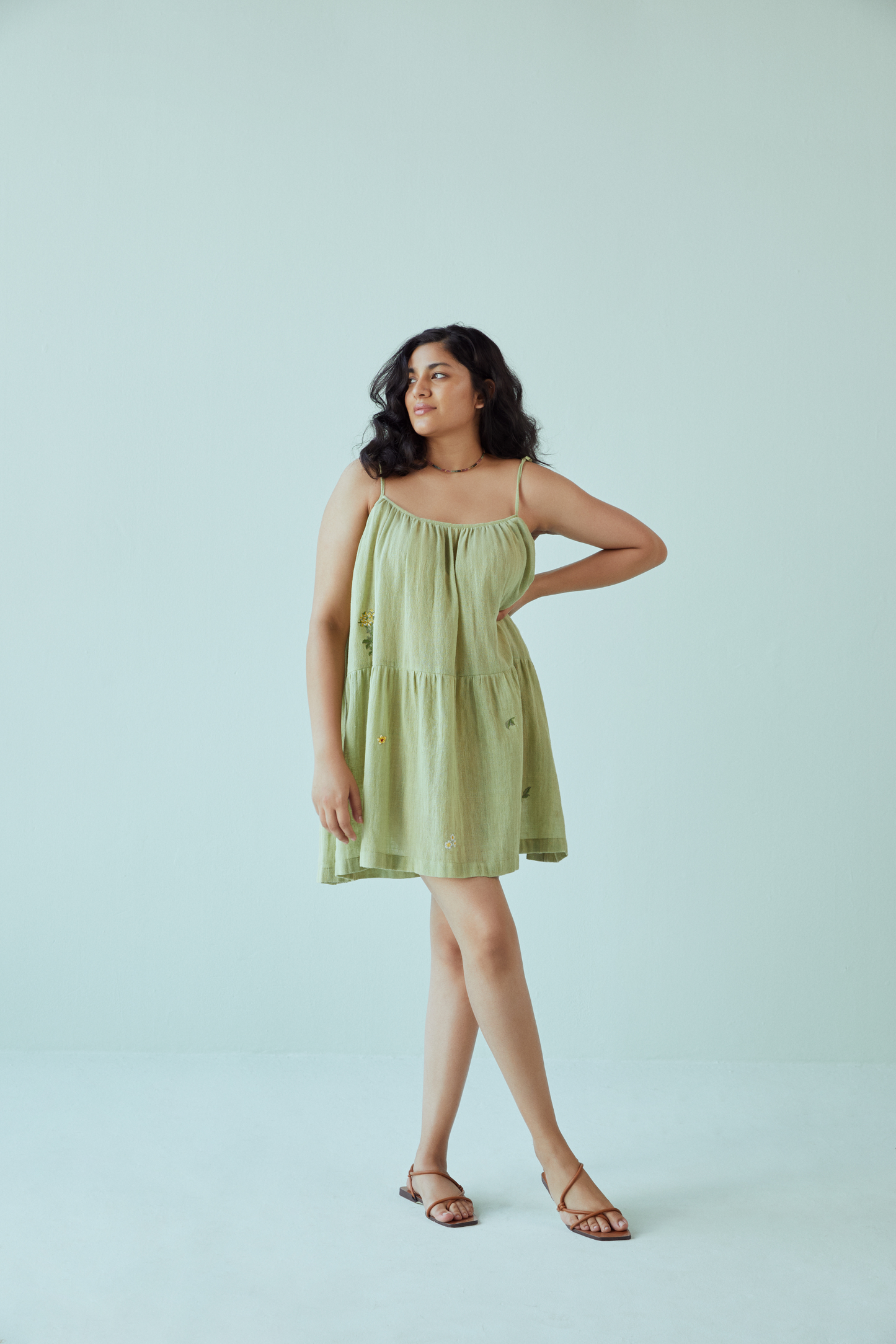 Sea Greens handwoven organic cotton spaghetti dress