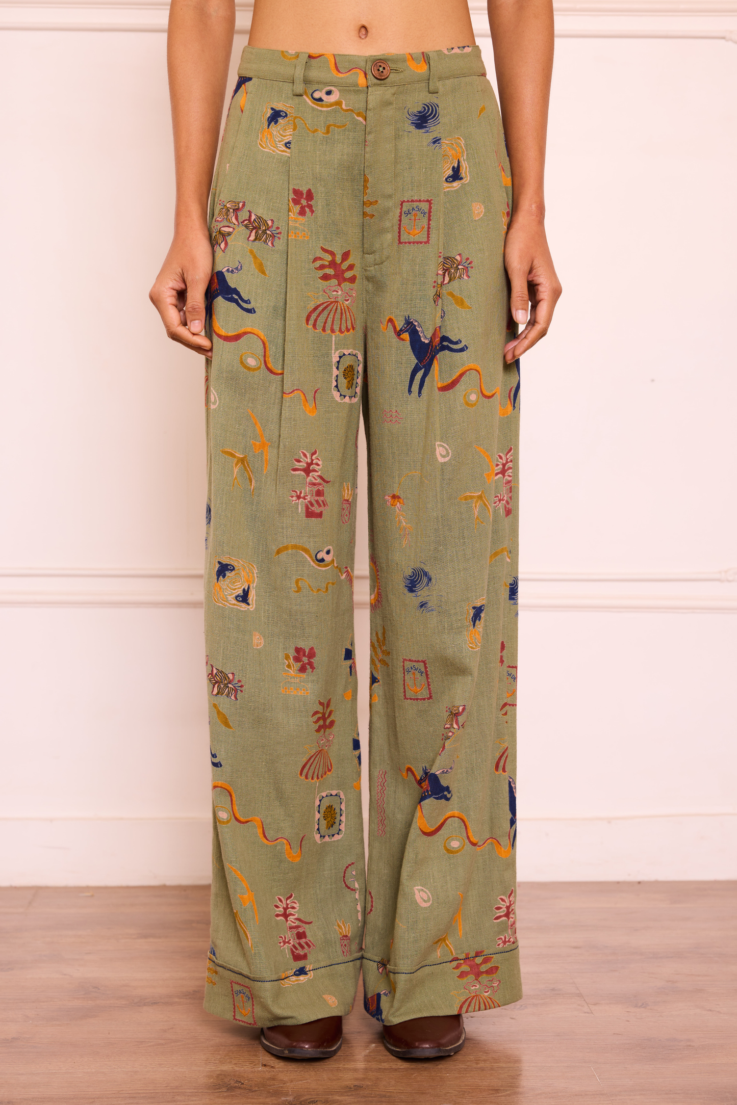 Sea Moss Handspun Handwoven Organic Cotton Trousers