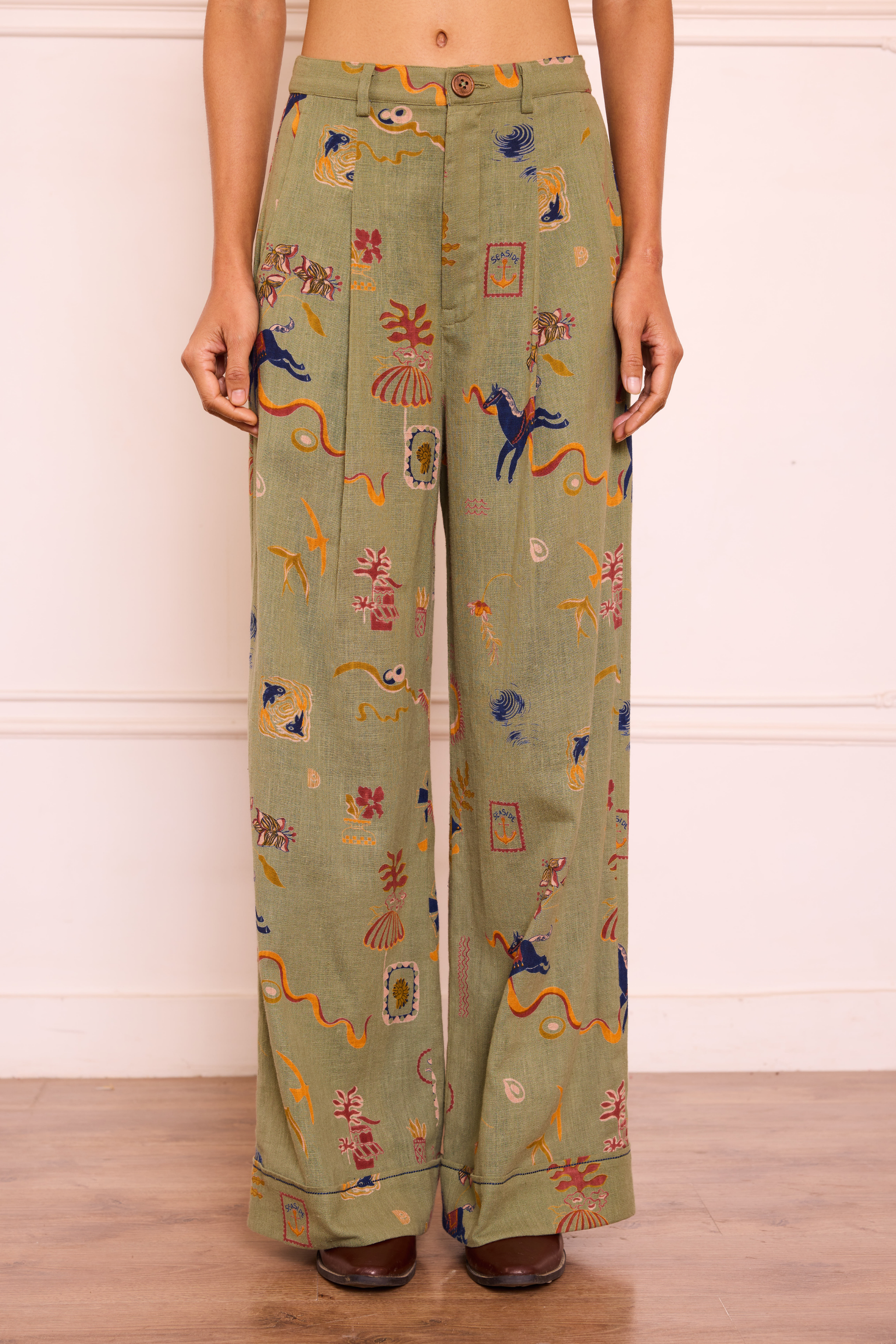 Sea Moss Handspun Handwoven Organic Cotton Trousers