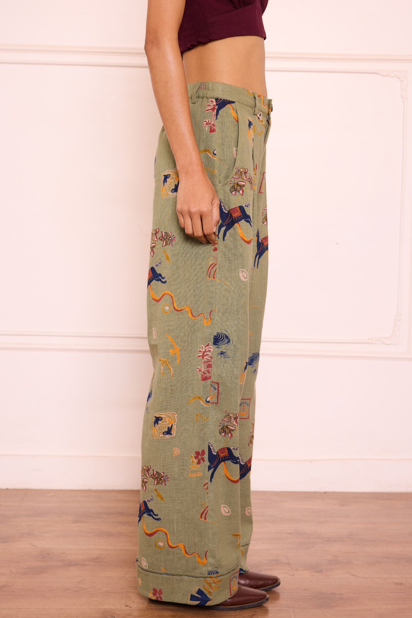 Sea Moss Handspun Handwoven Organic Cotton Trousers