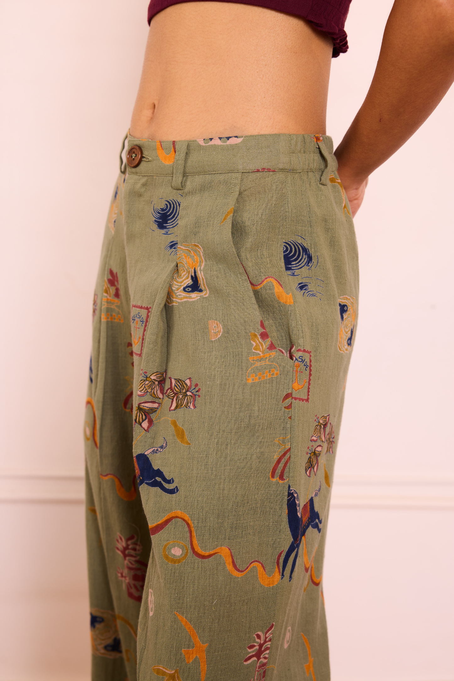 Sea Moss Handspun Handwoven Organic Cotton Trousers