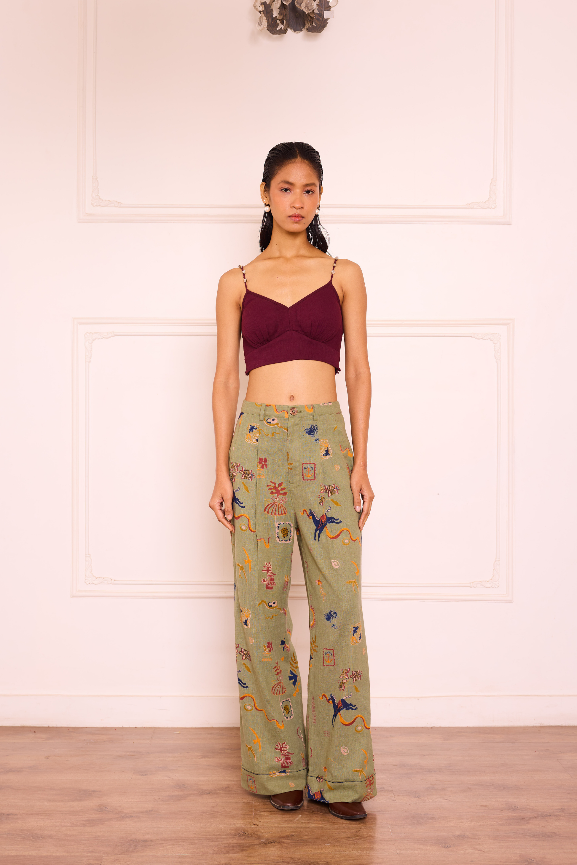 Sea Moss Handspun Handwoven Organic Cotton Trousers