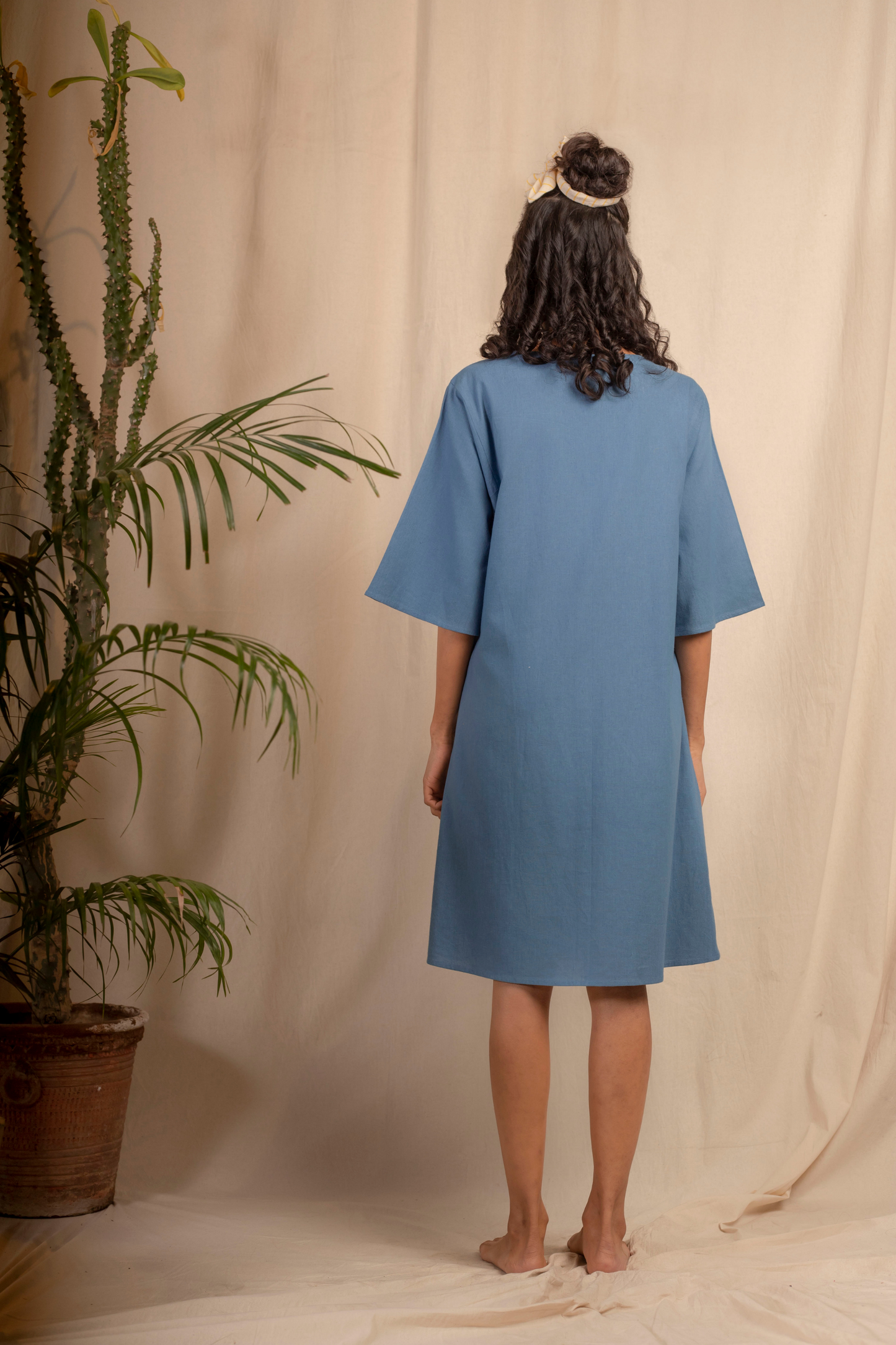 Sui | SEAS THE DAY hand-embroidered, herbal-dyed recycled fabric belted shift dress from Granita Summer Collection 2019