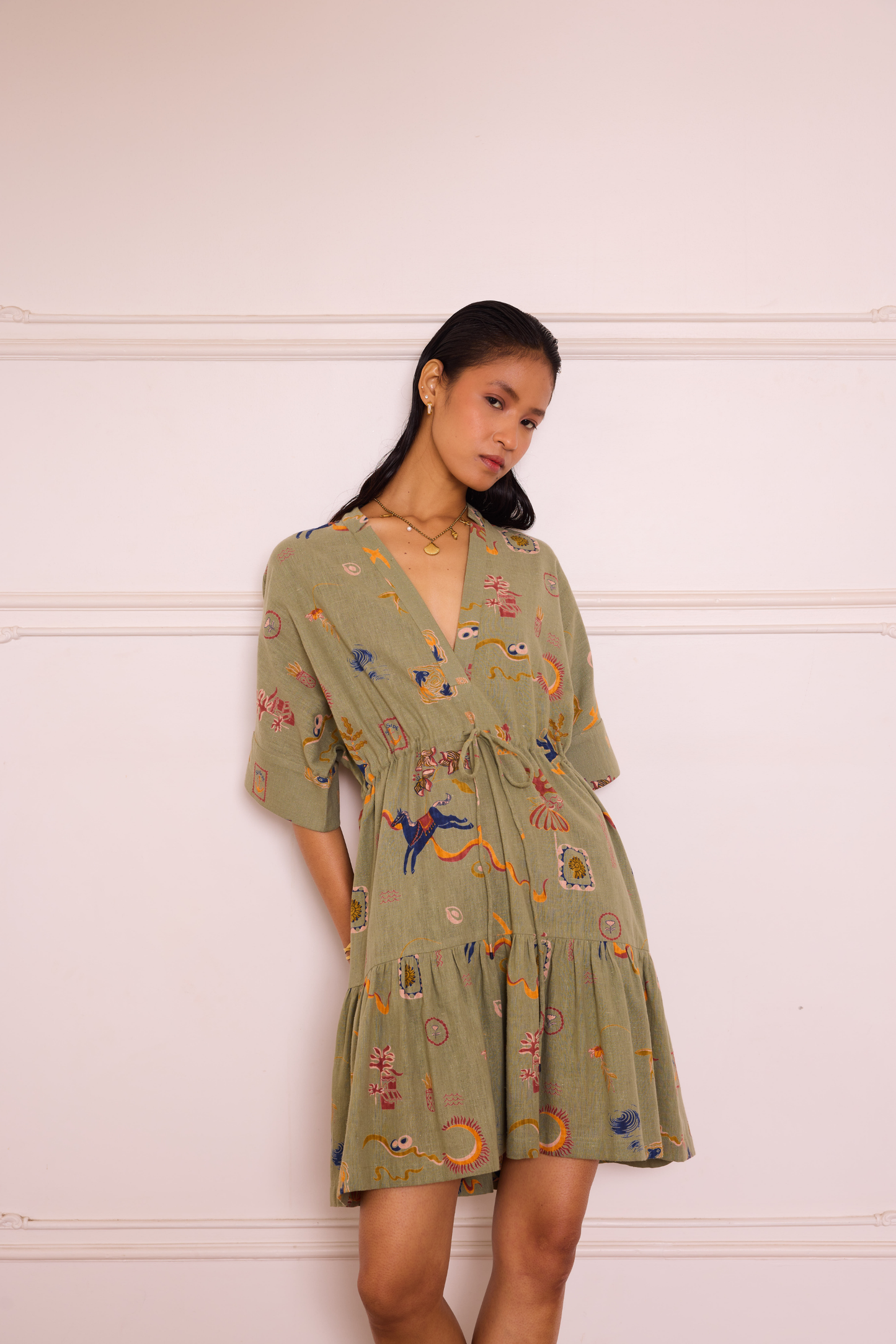 Seaside Bloom Handspun Handwoven Organic Cotton Dress