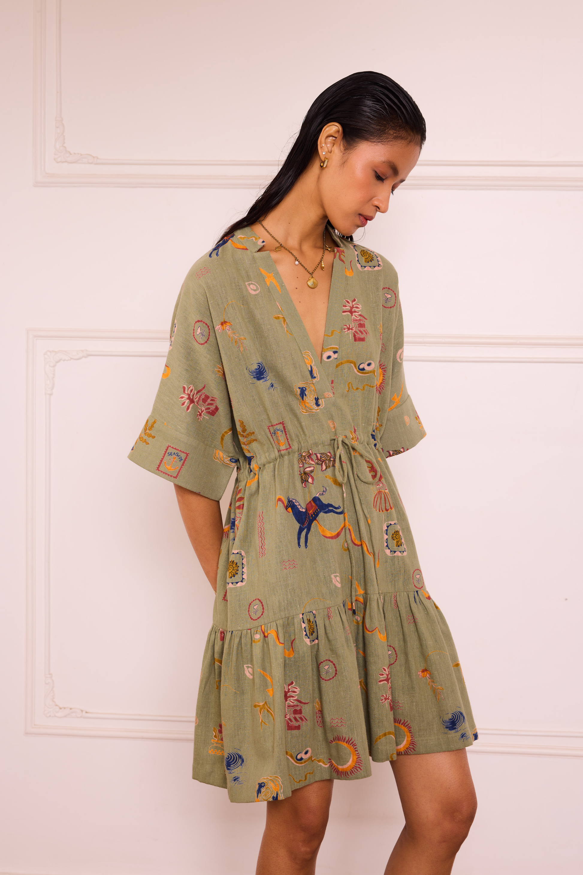 Seaside Bloom Handspun Handwoven Organic Cotton Dress