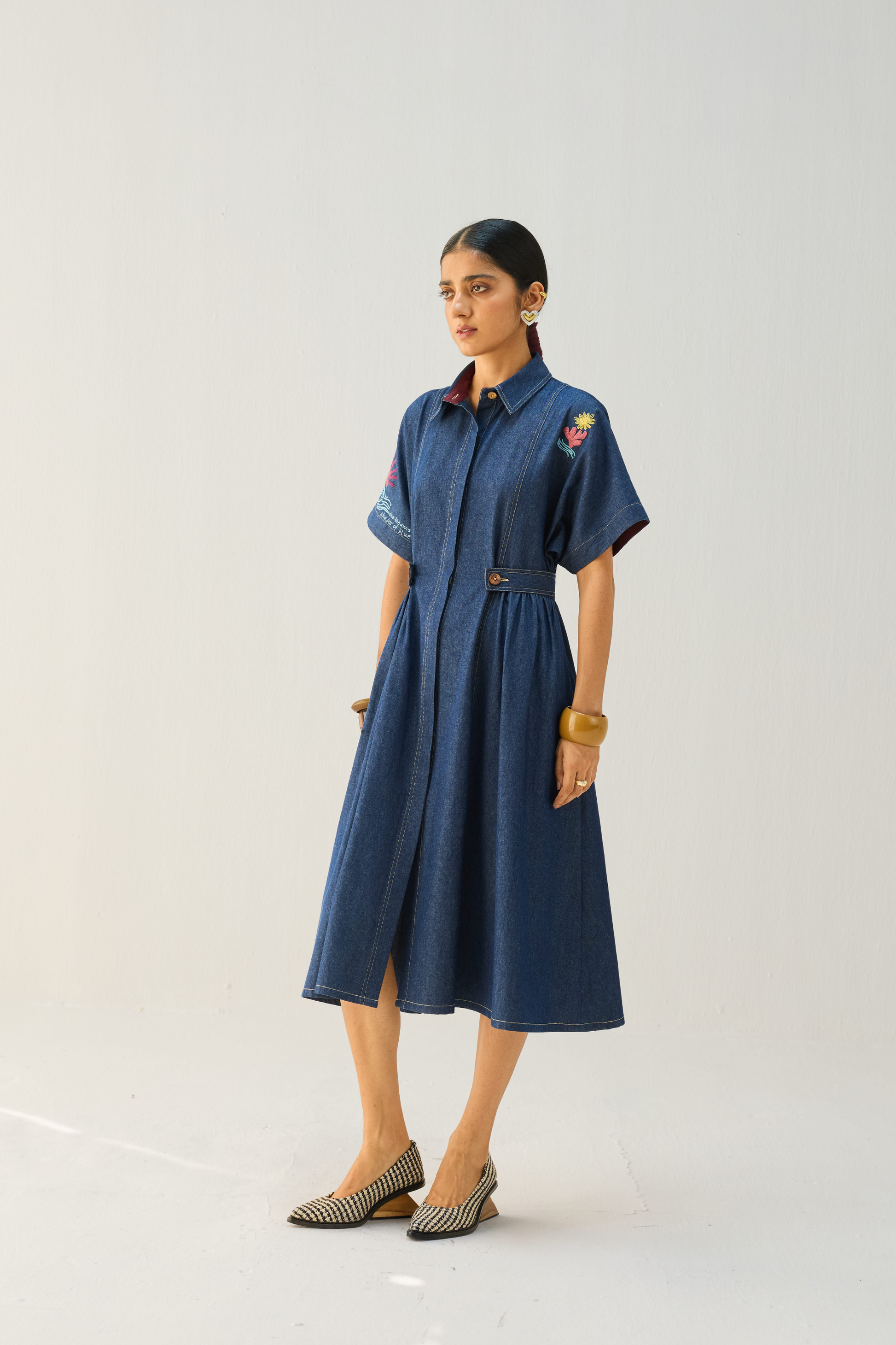 sustainable denim dress The Slow Sustainable Denim Maxi Dress
