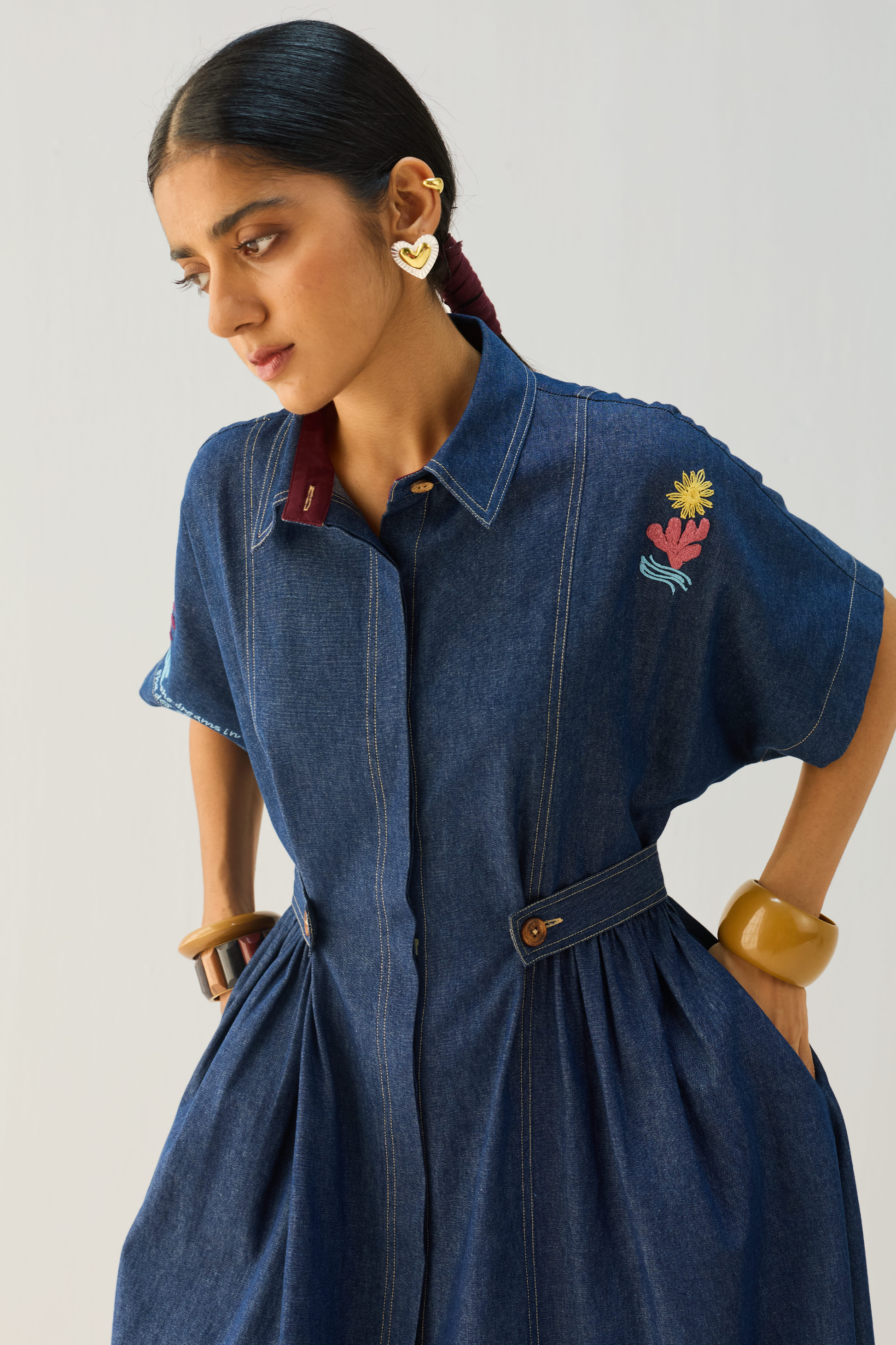 sustainable denim dress The Slow Sustainable Denim Maxi Dress