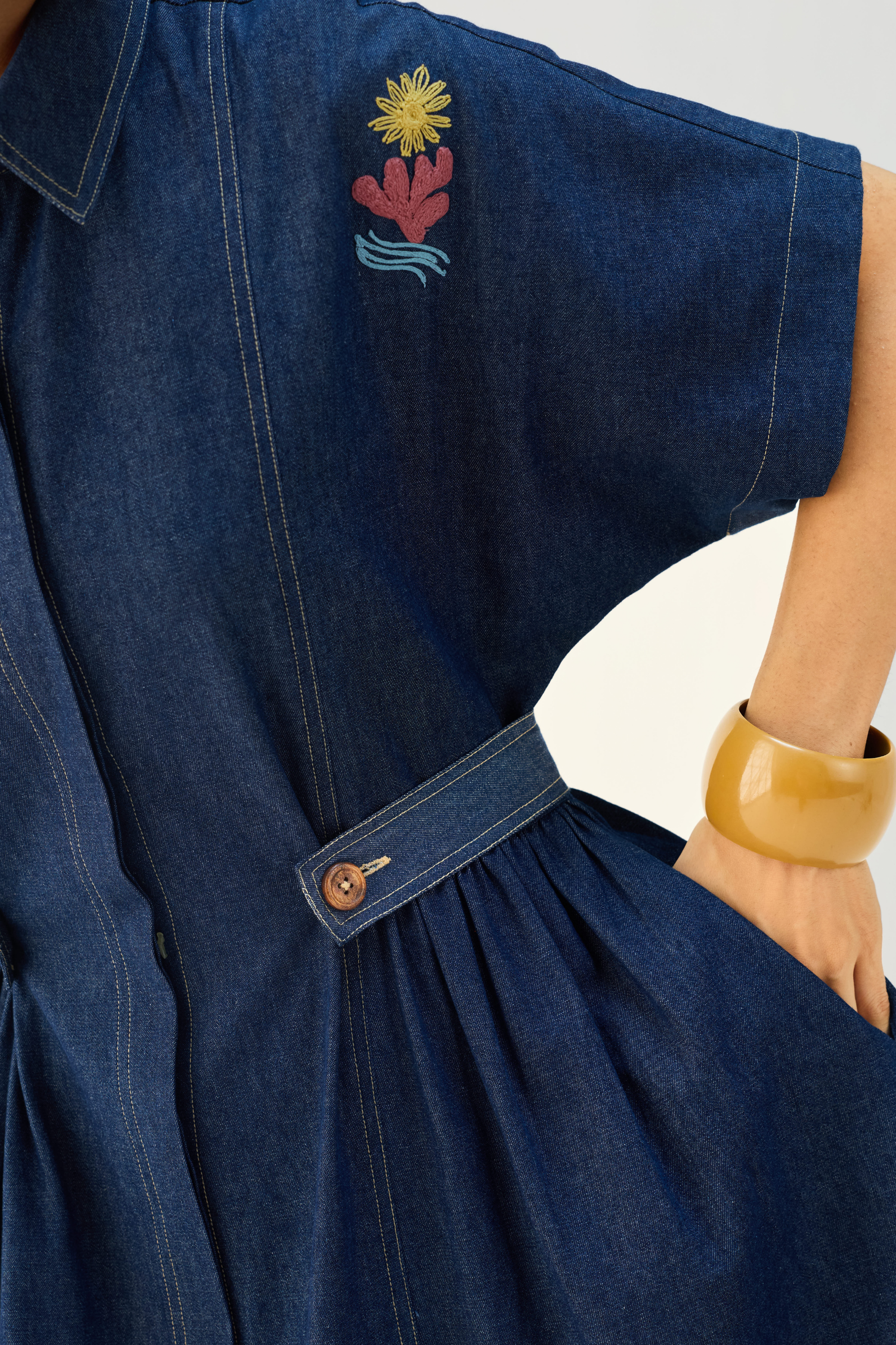 sustainable denim dress The Slow Sustainable Denim Maxi Dress